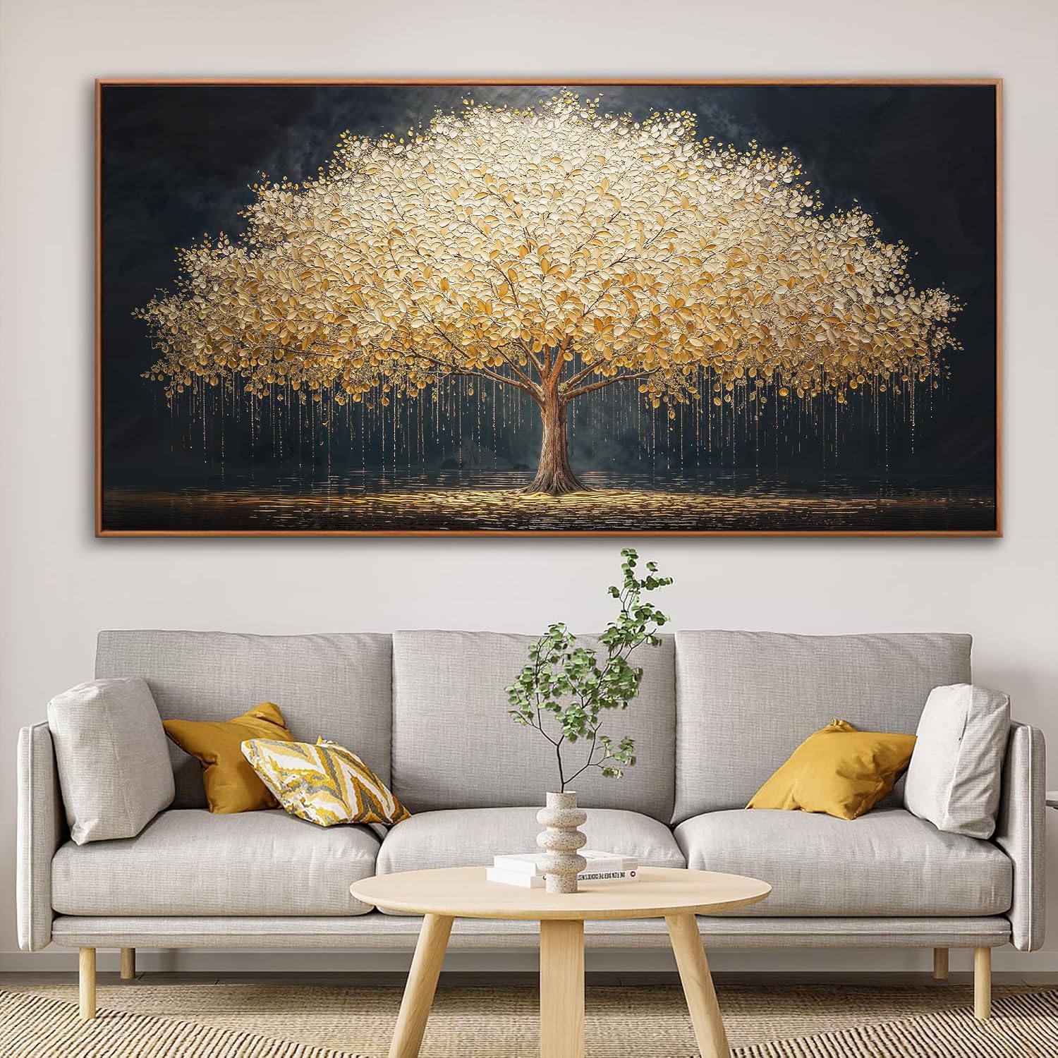 Large Wall Art Gold Tree Of Life Artwork Canvas Art Wall Decor Painting Prints Gold Tree Large Abstract Wall Decor Picture For Living Room Bedroom Home Office Artwork 29' X 58' With Framed