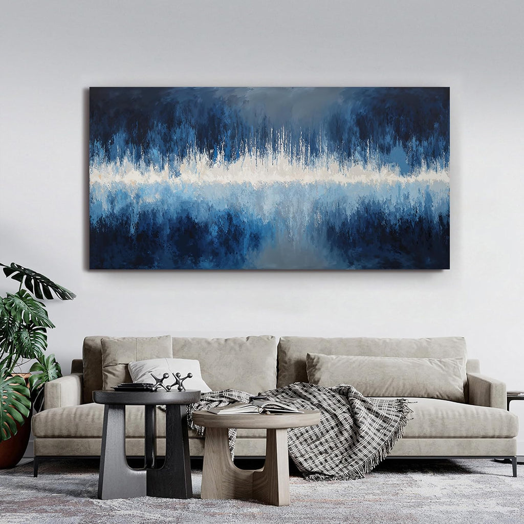 YISXINOAG Canvas Wall Decor Modern Large Abstract Wall Art for Living Room Modern Home Decorations Deep Blue Design Abstract Canvas Art Wall Decor Prints on Bedroom Ready to Hang Size 29'X58'