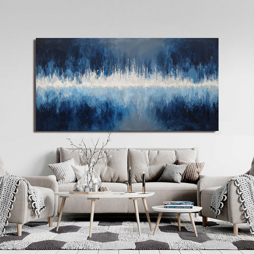 YISXINOAG Canvas Wall Decor Modern Large Abstract Wall Art for Living Room Modern Home Decorations Deep Blue Design Abstract Canvas Art Wall Decor Prints on Bedroom Ready to Hang Size 29'X58'