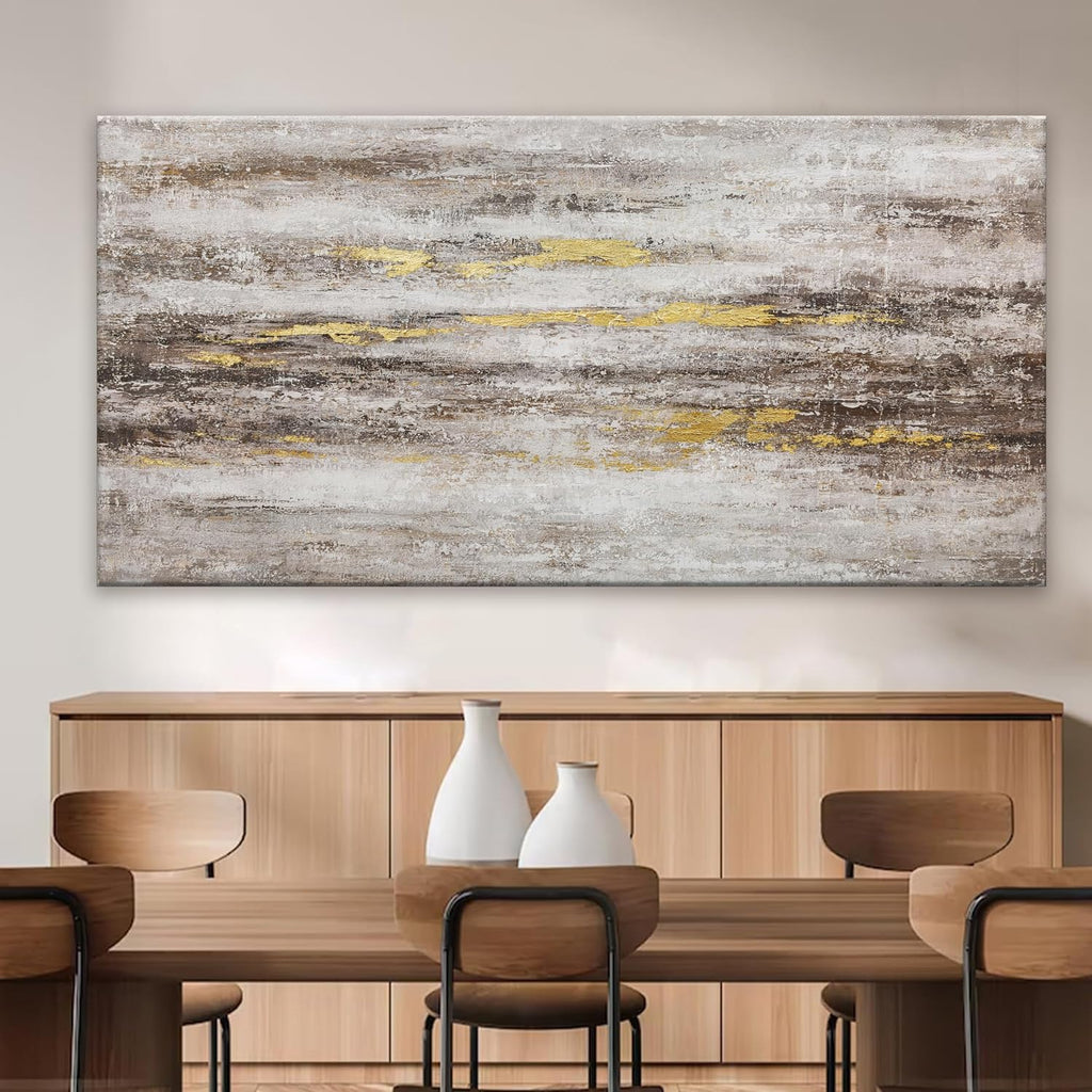YISXINOAG Large Abstract Wall Art For Living Room Brown And White Wall Art Eclectic Decor Artwork Canvas Art Wall Decor For Dinning Room Bedroom Hotel Office Kitchen Ready To Hang 29x58 In