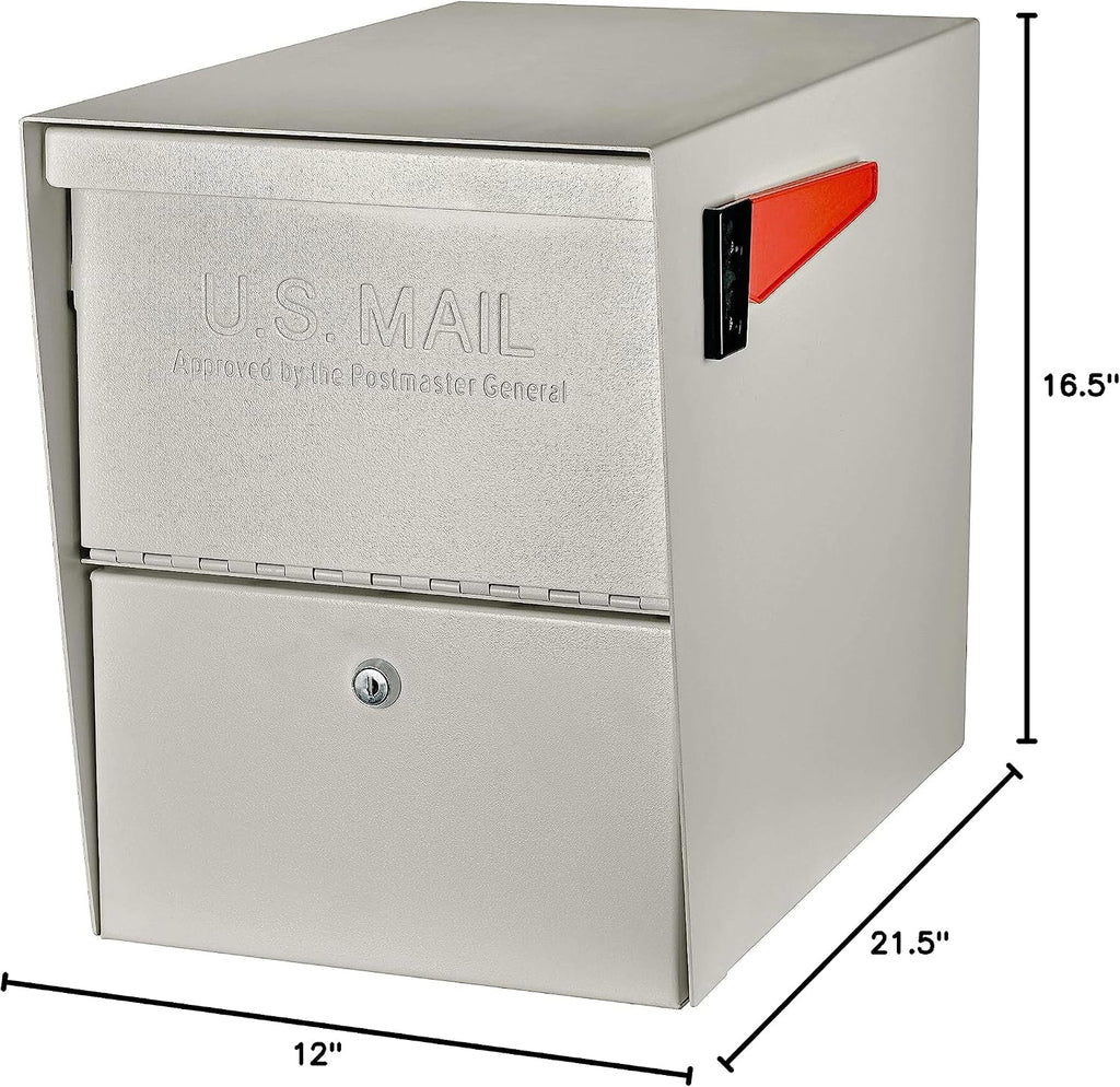 Mail Boss 7207 Package Master Curbside Locking Security Mailbox, Cream White