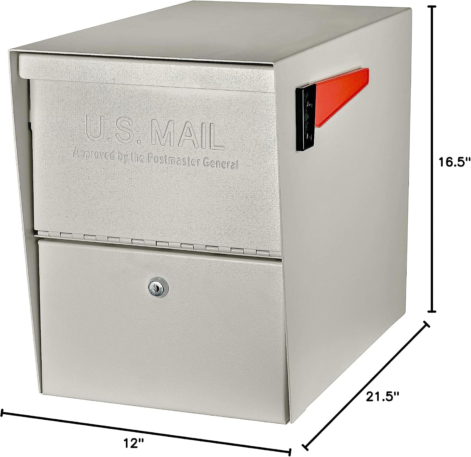 Mail Boss 7207 Package Master Curbside Locking Security Mailbox, Cream White