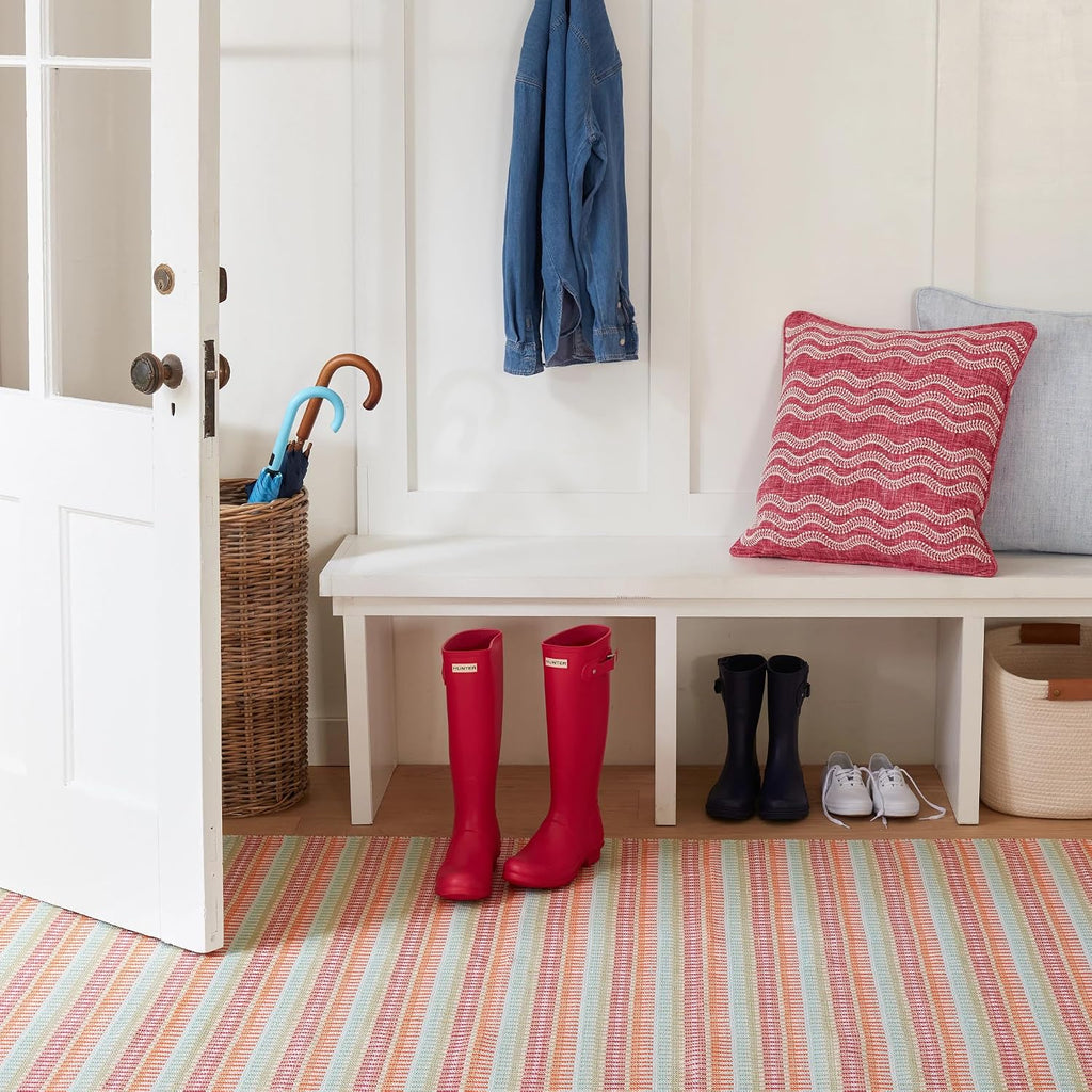 Dash & Albert Candy Stripe Multi Handwoven Indoor/Outdoor Rug, 5 X 8 Feet, Multicolored Stripe Pattern - Premium Luxury Hotel Quality Soft Breathable Hypoallergenic Machine Washable Easy Care All