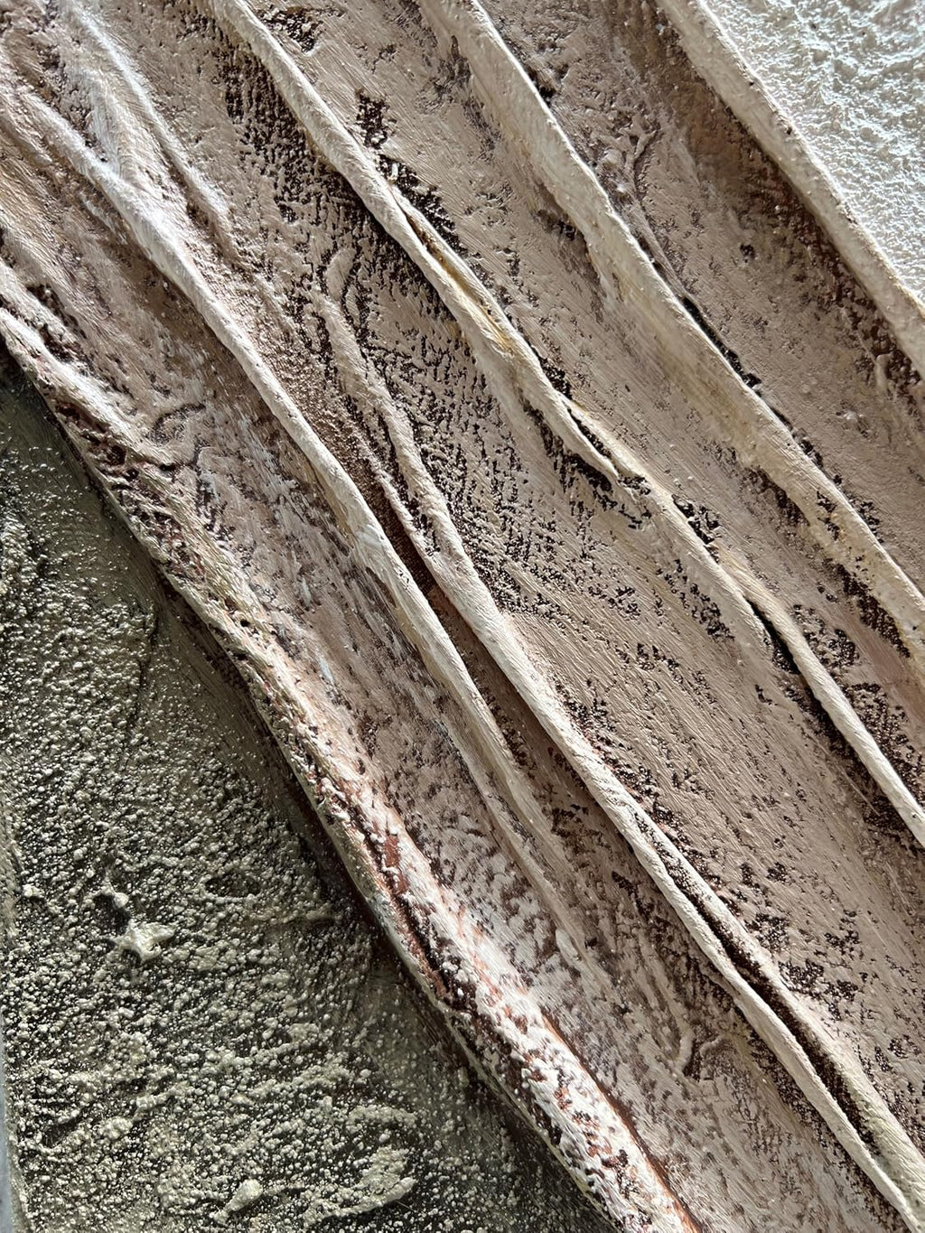 Hand Painted Thick Texture Art Oil Painting on Brown and White Beach Waves Landscape Art Home Wall Decorative Painting 48x24 Inches
