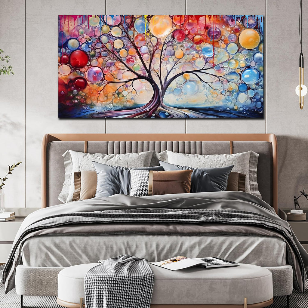 SIXTTART Abstract Canvas Painting Wall Decor - Tree of Life Wall Art Living Room - Large Canvas Art Ready to Hang Size 29' x 59'