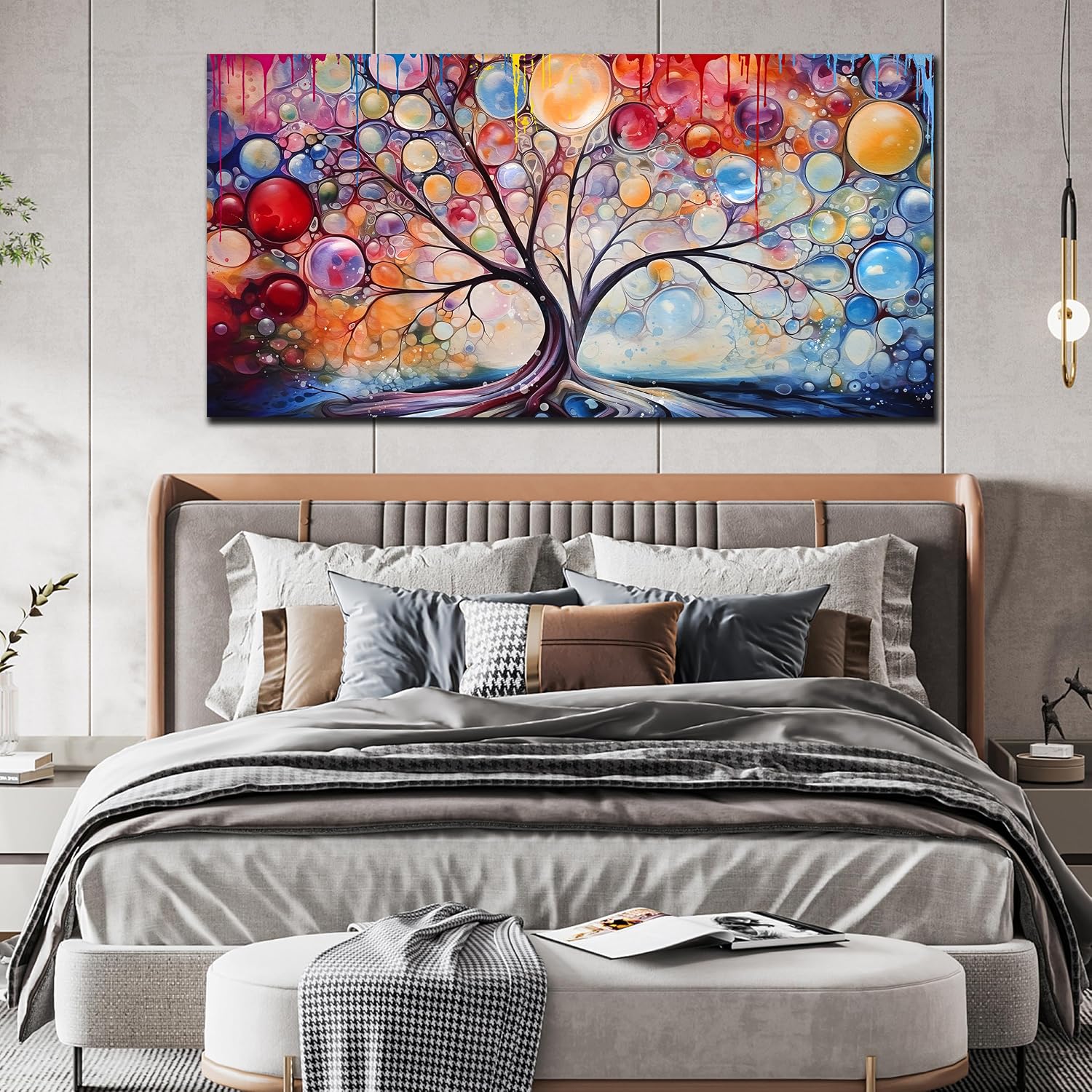 SIXTTART Abstract Canvas Painting Wall Decor - Tree of Life Wall Art Living Room - Large Canvas Art Ready to Hang Size 29' x 59'