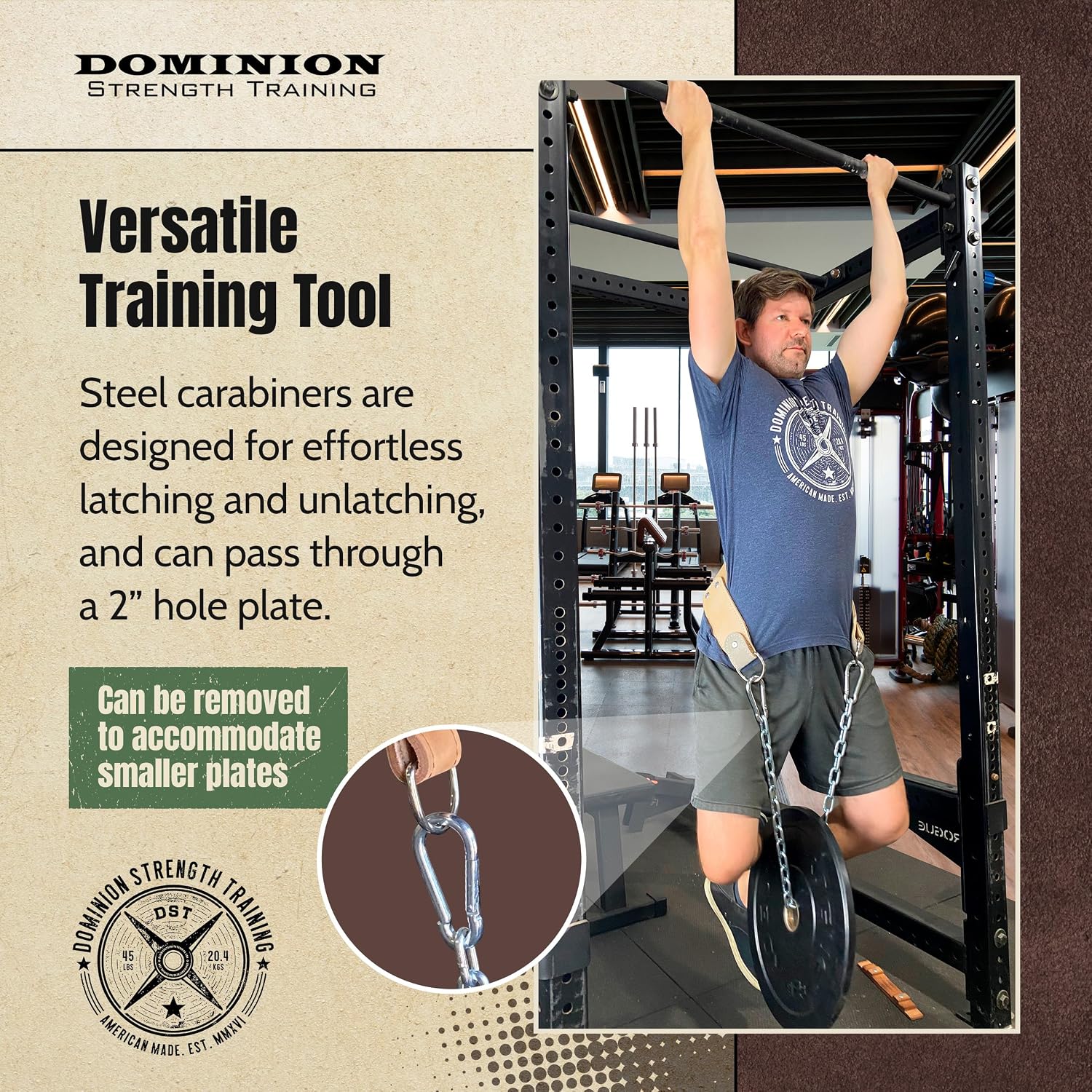 Heavy-Duty Leather Dip Belt with Steel Chain - Ultimate Accessory for Weighted Pullups, Dips, and Progressive Overload