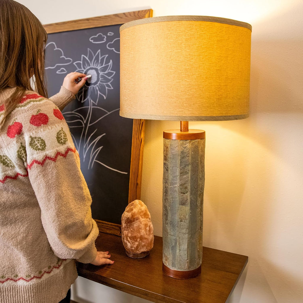 Sunnydaze 31' Modern Table Lamp with Copper Accents – Table Top Lamp for Living Room, Bedroom & Bedside - Ideal for Ambient Lighting, Nighttime Reading, & Home Decorating