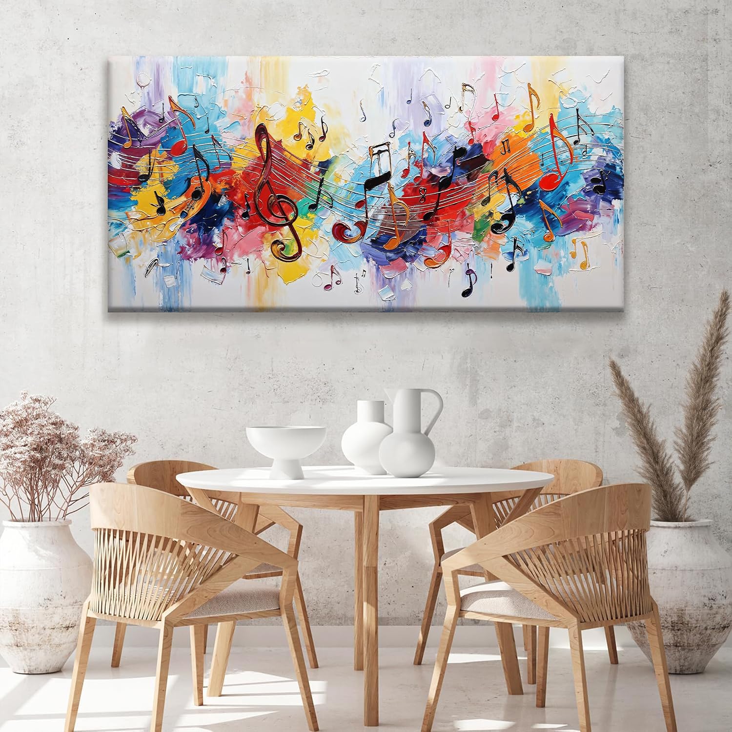Suconvng Abstract Wall Art For Living Room Colorful Musical Note Canvas Art Wall Decor Large Wall Art Print Abstract Art Painting Print For Home Bedroom Decor Hotel Artwork 29 X 58 Inch