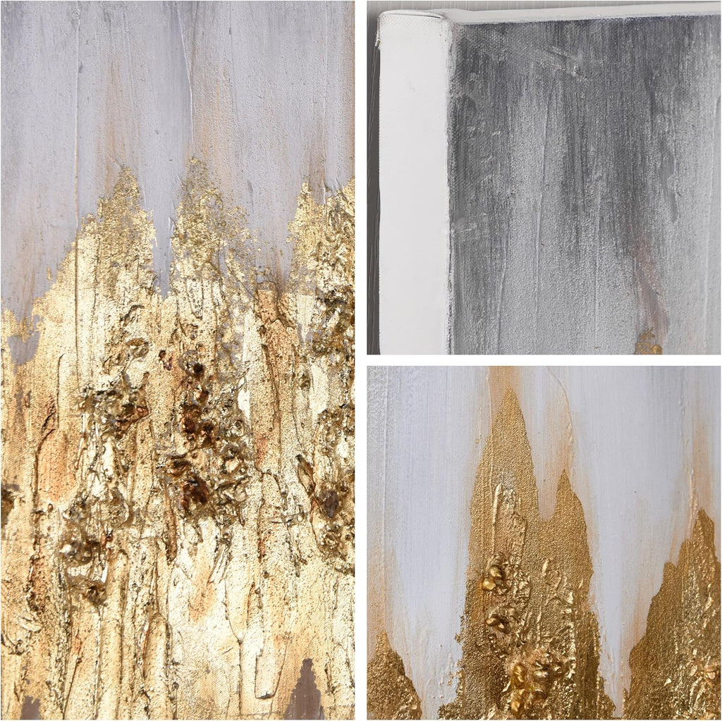 Empire Art Direct Abstract Wall Art Textured Hand Painted Canvas by Martin Edwards, Unframed, 40' x 30', Gold Frequency