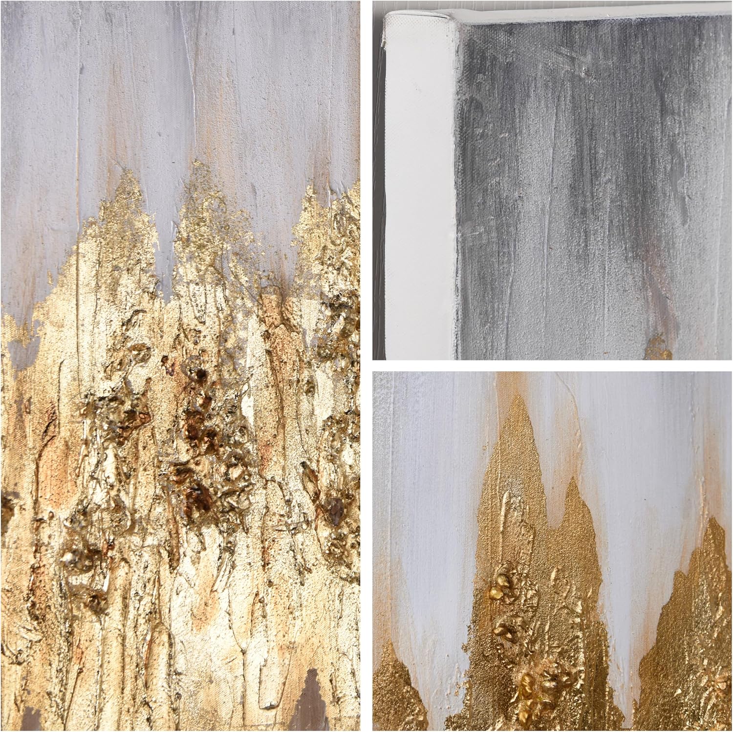 Empire Art Direct Abstract Wall Art Textured Hand Painted Canvas by Martin Edwards, Unframed, 40' x 30', Gold Frequency