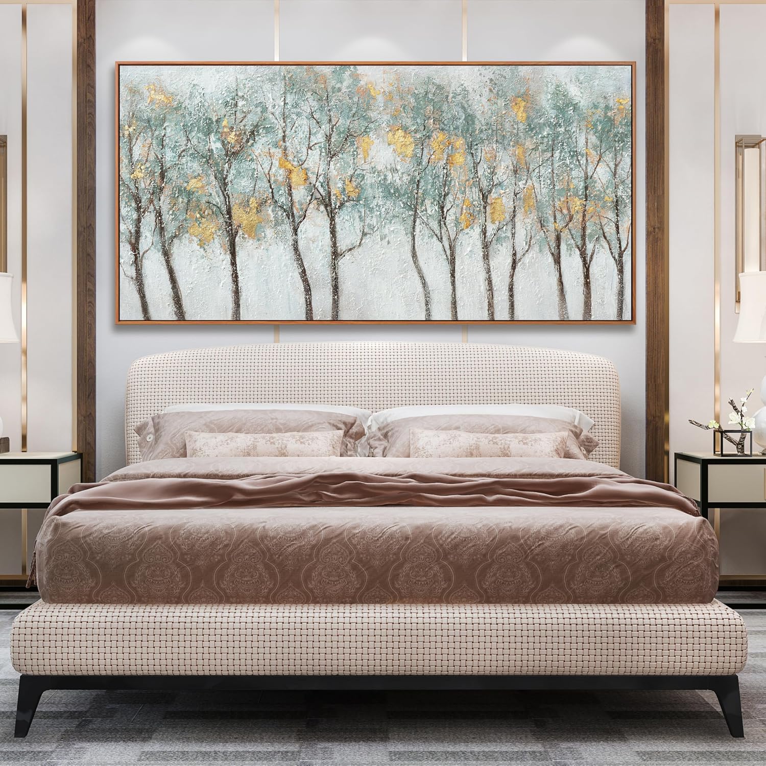 Wall Decor Green Canvas Wall Art Embellishments Plant Forest Abstract Tree Modern Artwork For Living Room Modern Canvas Prints Pictures Wall Artwork For Bedroom Home Hotel Office Decoration 30x60 Inch