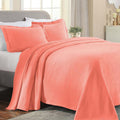 Superior Paisley Cotton 3 Piece Bedspread Set, Home Bed Decor, Decorative Textured Bed Spread, 2 Pillow Shams, Airy Blanket, Matelasse Coverlet Bedding, Vintage Floral Design, King, Coral