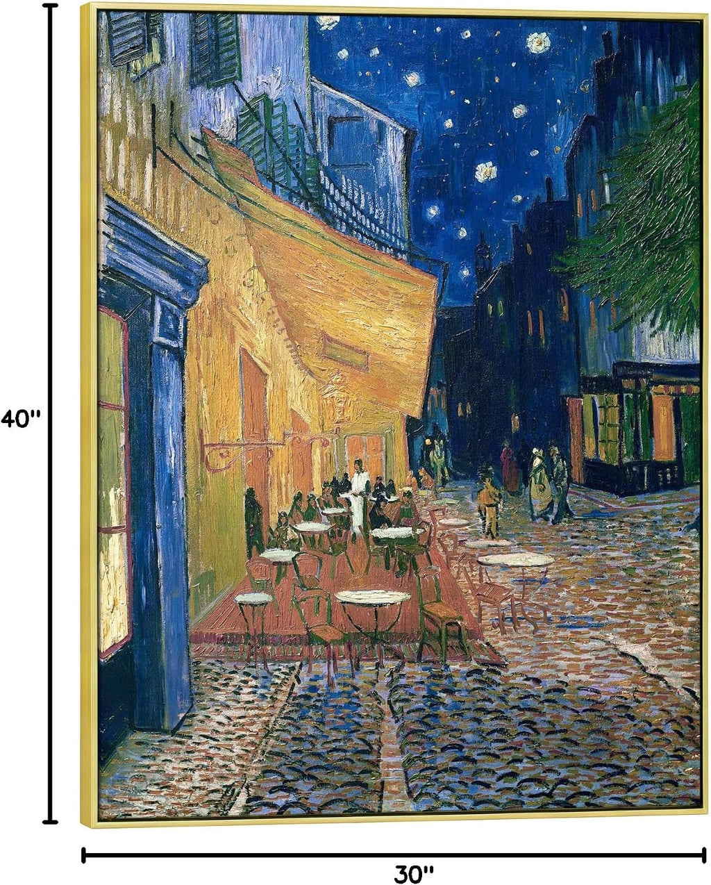 Wieco Art Large Framed Art Canvas Prints of Cafe Terrace at Night Canvas Prints Wall Art by Van Gogh Paintings Reproduction Abstract Artwork for Wall Decor Golden Frame