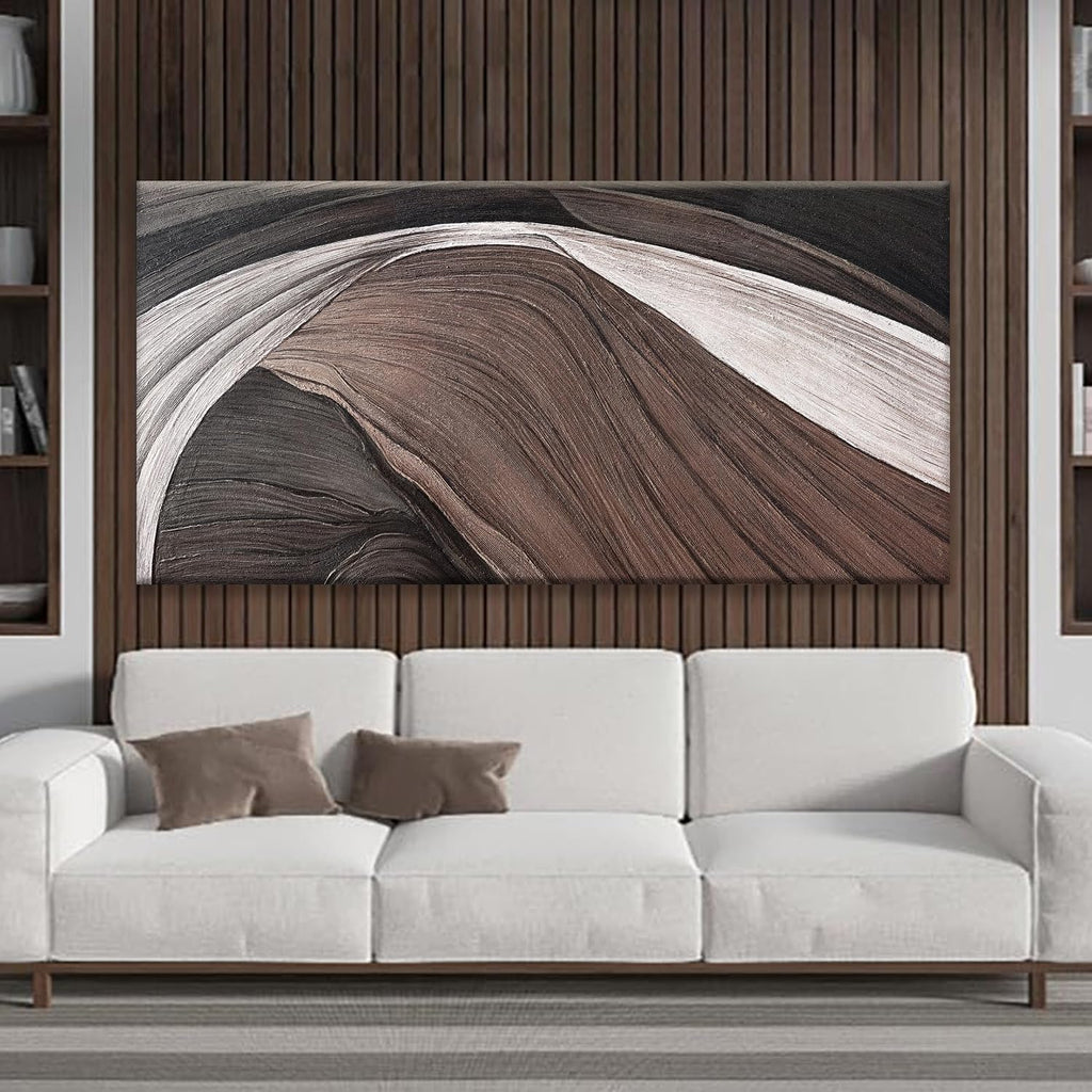 TAIJXAGSG Large Abstract Wall Art For Living Room Pints Black And White Canvas Art Wall Decor Prints Picture Painting Brown Maximalist Decor Artwork For Bedroom Modern Home Wall Decor 29x58 In