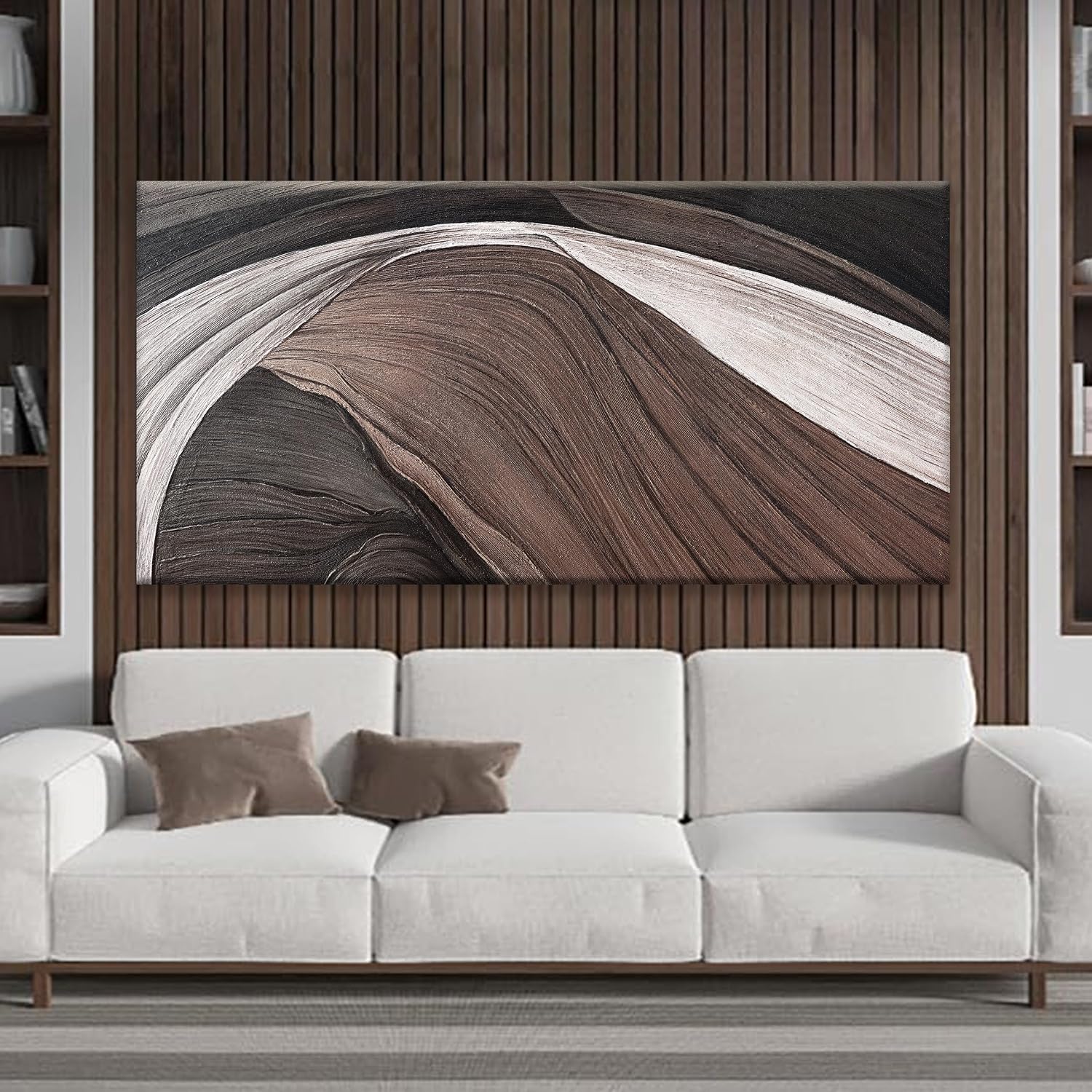 TAIJXAGSG Large Abstract Wall Art For Living Room Pints Black And White Canvas Art Wall Decor Prints Picture Painting Brown Maximalist Decor Artwork For Bedroom Modern Home Wall Decor 29x58 In
