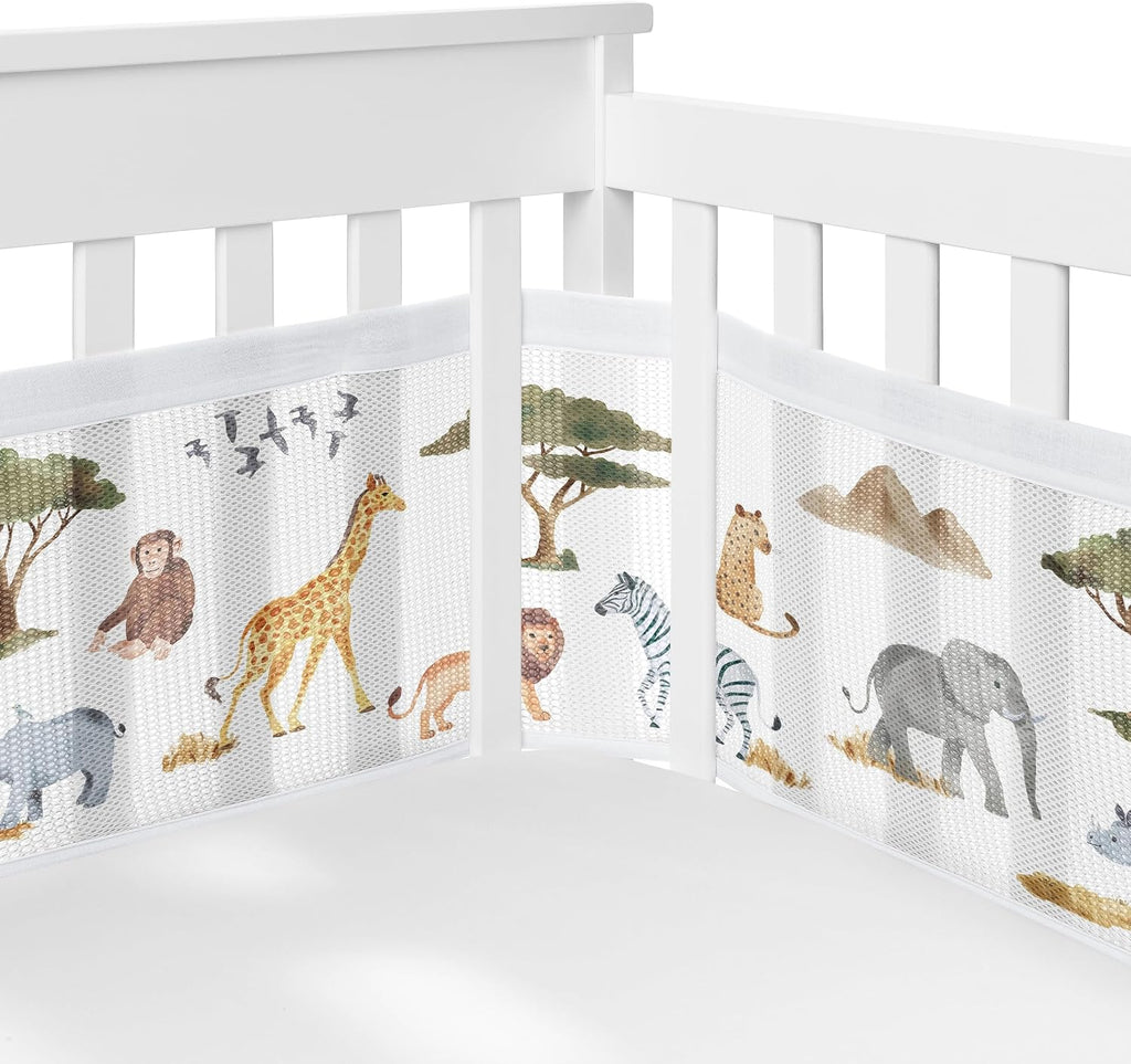 Sweet Jojo Designs Jungle Animals Boy Girl Gender Neutral Baby Crib Bedding Set Infant Nursery Room BreathableBaby Breathable Mesh Crib Liner Blanket Fitted Sheet Skirt 6p Green Yellow Boho Mud Cloth