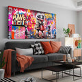CIRABKY Colorful Canvas Wall-Art - Graffiti Art Wall Decor for Living Room - Boy and Girl Print Big Painting Size 29' x 59'