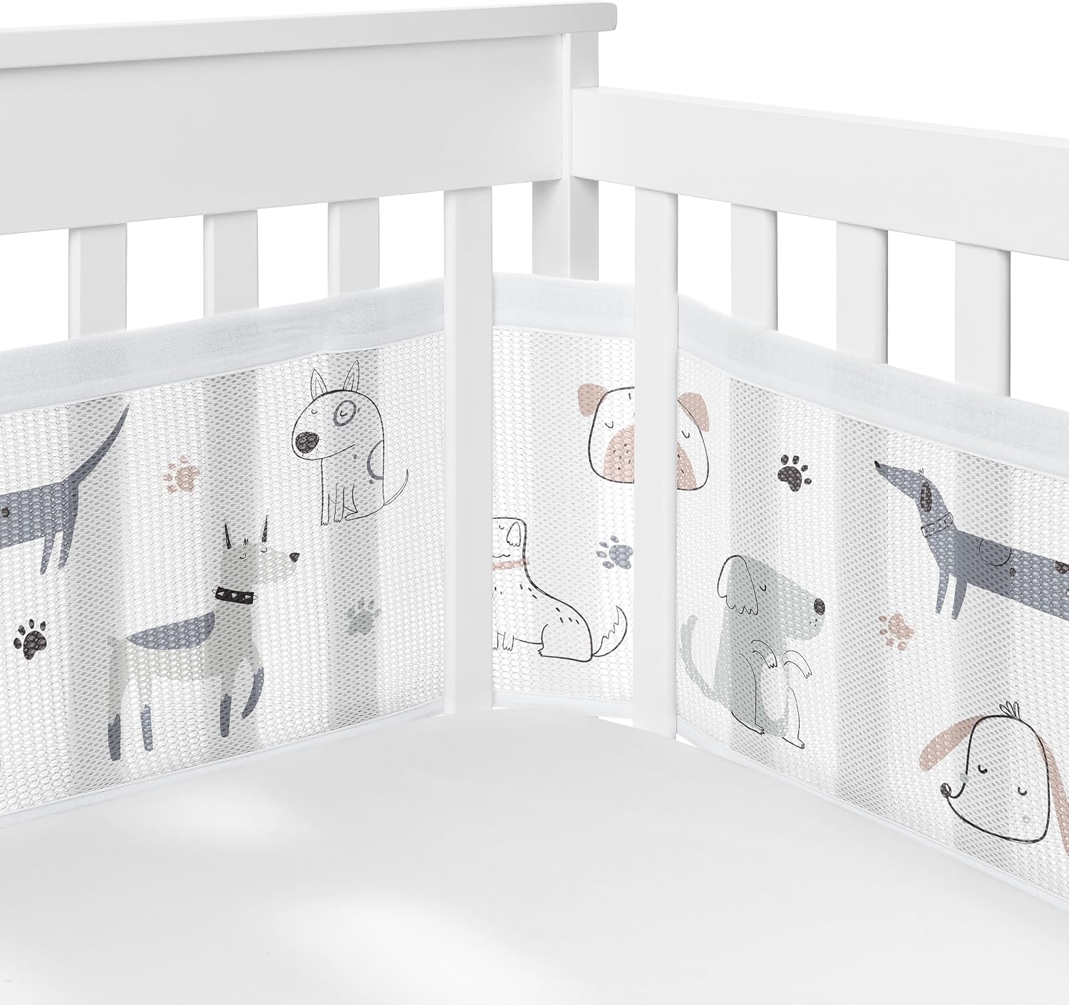 Sweet Jojo Designs 6-Piece Baby Crib Bedding Set (Dog) for Boys/Girls, Infants/Nursery incl. BreathableBaby Mesh Liner Blanket, Fitted Sheet, Skirt, Diaper Stacker (Gender Neutral, Modern, Puppy, Pet)