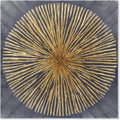 7Fisionart Large Abstract Sunburst Canvas Wall Art Gold Sunburst on Gray Background Textured Modern Canvas Prints Artwork for Bedroom Living Room Kitchen Home Office 40'x40'