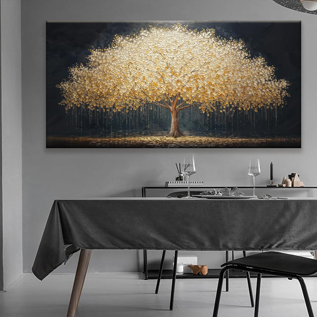 Tsomzxng Large Wall Art Prints Gold Tree Of Life Artwork Canvas Art Wall Decor Painting Prints Gold Tree Large Abstract Wall Decor Picture For Living Room Bedroom Home Office Artwork 39'X 78'