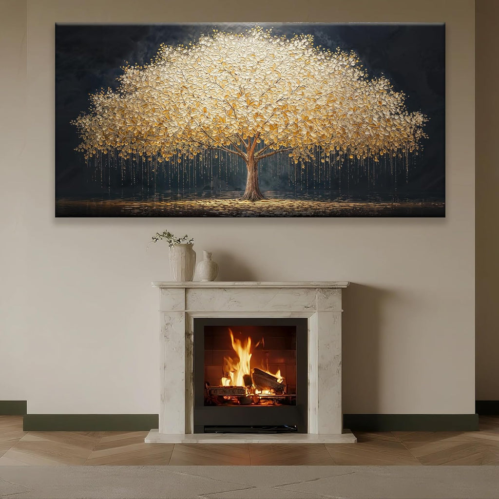Tsomzxng Large Wall Art Prints Gold Tree Of Life Artwork Canvas Art Wall Decor Painting Prints Gold Tree Large Abstract Wall Decor Picture For Living Room Bedroom Home Office Artwork 39'X 78'