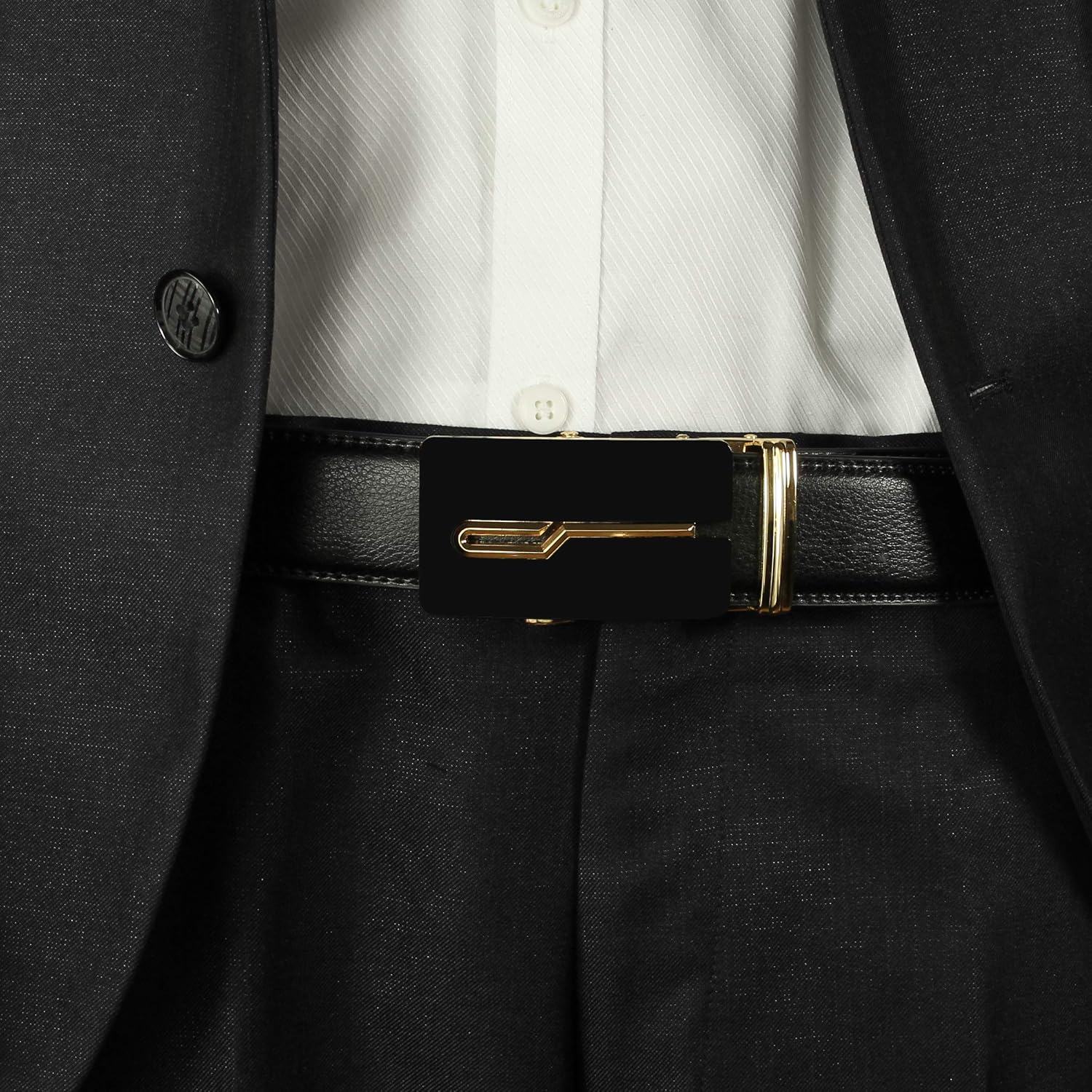 Micro-Adjust Slide Ratchet Genuine Leather Belt Men Dress Pants Shirt Executive Gift.