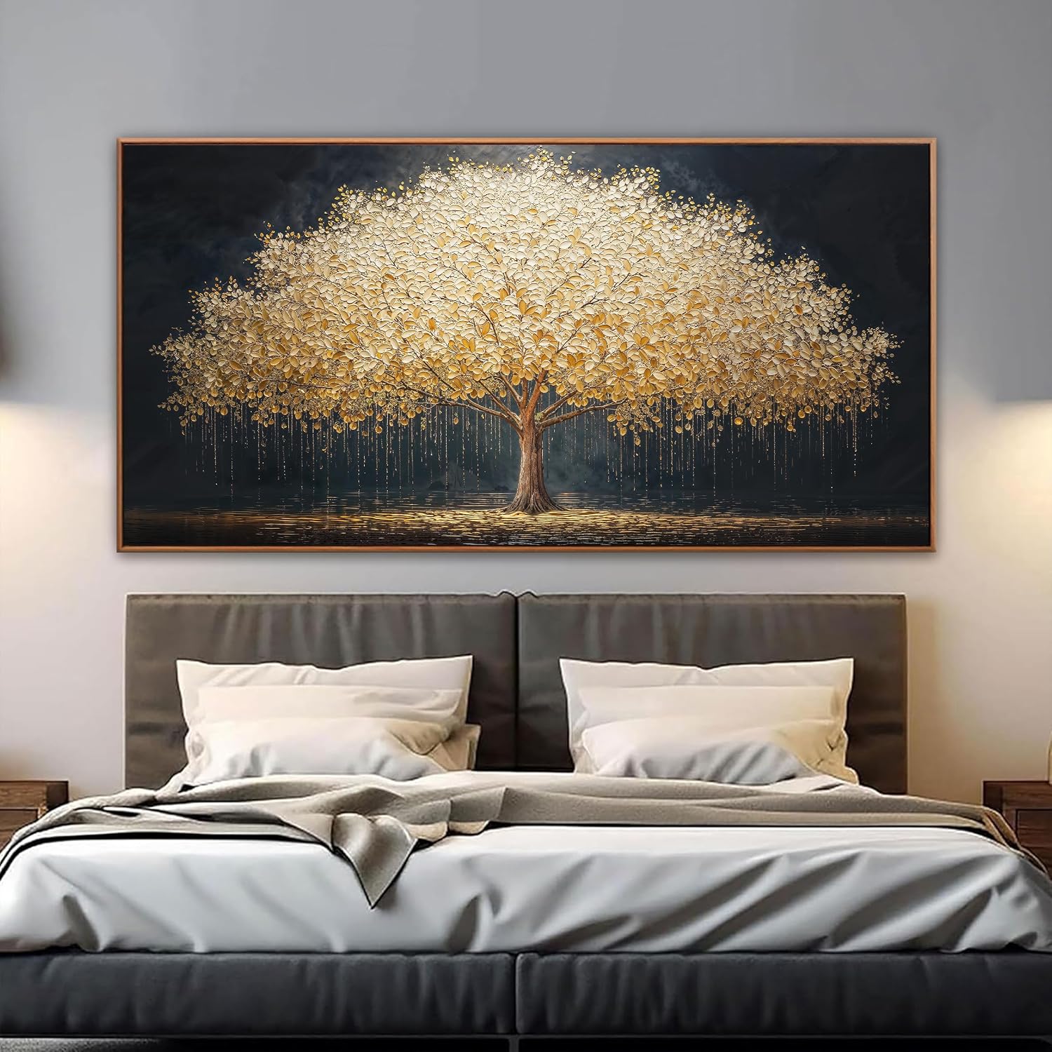 Large Wall Art Gold Tree Of Life Artwork Canvas Art Wall Decor Painting Prints Gold Tree Large Abstract Wall Decor Picture For Living Room Bedroom Home Office Artwork 29' X 58' With Framed