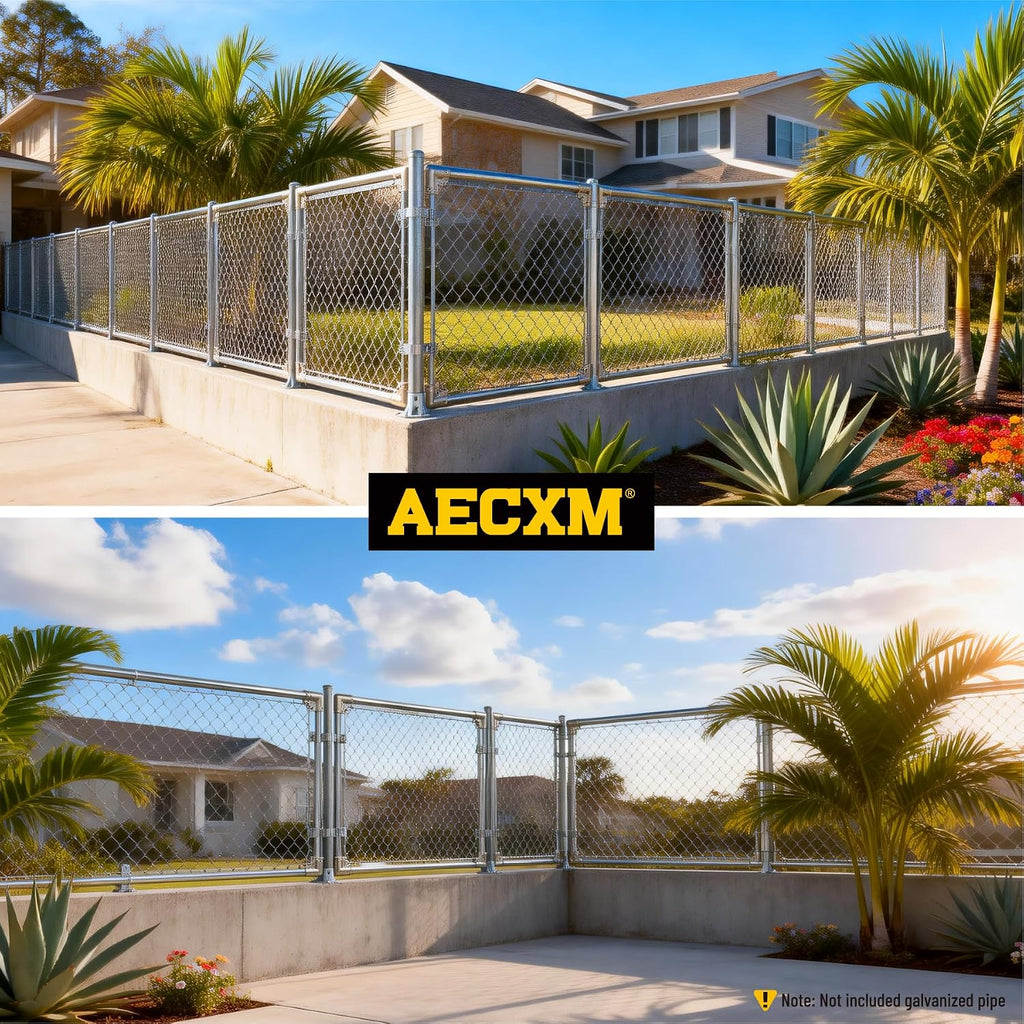 Aecxm 2.5' (2-3/8' Post OD) Chain Link Fence Post Floor Flange Galvanized Anchor Base for Fence Posts, Mailboxes, Lamp Posts & Commercial Applications 8Pack