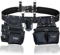 FUERI Leather Tool Belts for Men, Heavy-Duty Durable Carpenter Tool Rig Organizer With 19 Pockets-2 Pouches, Double Hammer Holder, Suspender Loops, And A Foam-Padded Belt for Framers, And Electricians