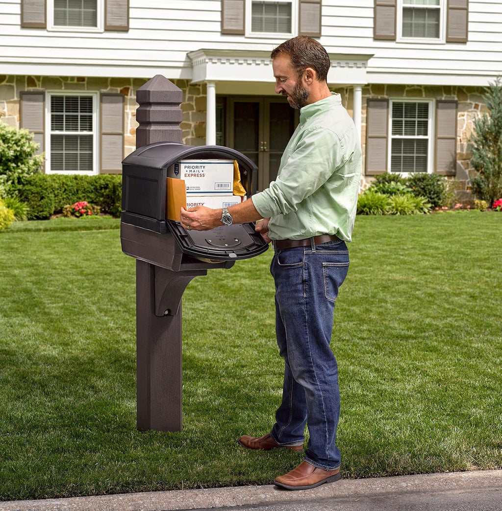 Step2 Lakewood Extra Large Mailbox and Mailbox Post Kit, Easy to Install, Mailboxes for Outside & Hy-Ko Products MM-5N Self Adhesive Vinyl Numbers 3' High, Black & Gold, 26 Pieces