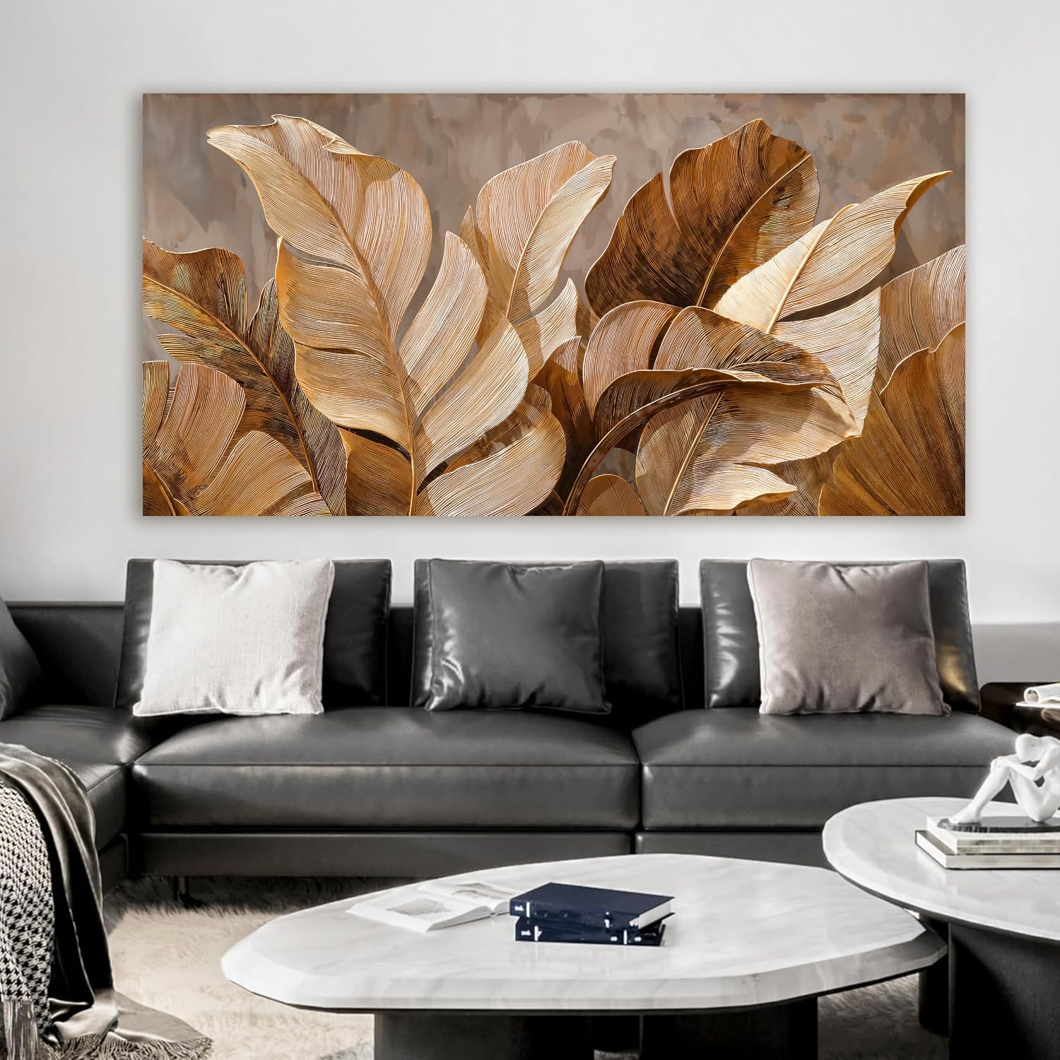 Canvas Wall Art Decor Wall Art Pictures for Living Room Botanical Oversized Wall Art paintings Artwork for Wall Decor Brown Modern Wall Art Decor Artwork for walls Bedroom Office Wall Decor 29' X 58'