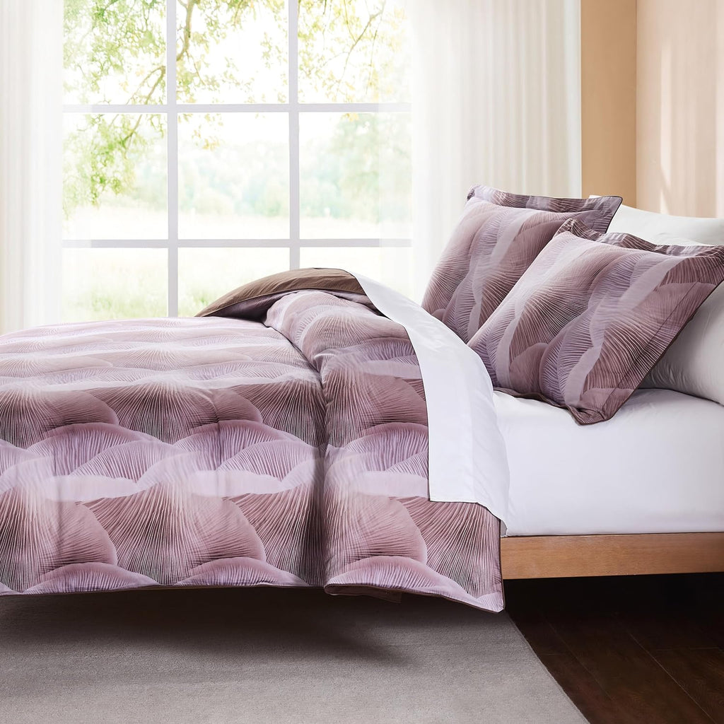 Lush Decor x Chuks Collins Mycelium Dream Duvet Cover 3 Piece Set Queen Dusty Pink - Cotton Duvet Cover Queen - Purple Bedding Set - Pink Duvet - Luxury Bedding