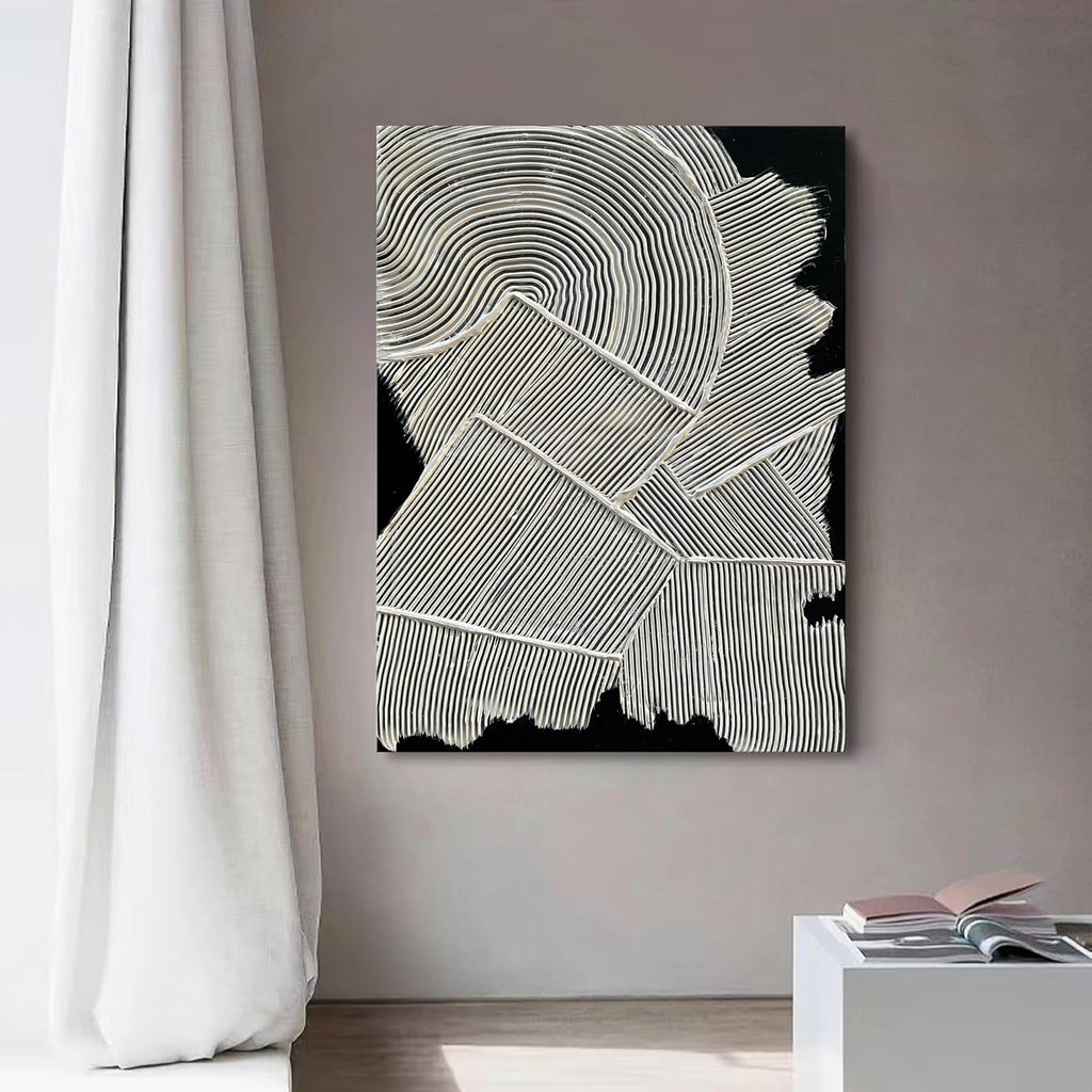 NANKAI Art Hand-Painted White Texture Abstract Art Oil Painting 40x28 inch Office Corridor Abstract Wall Decoration