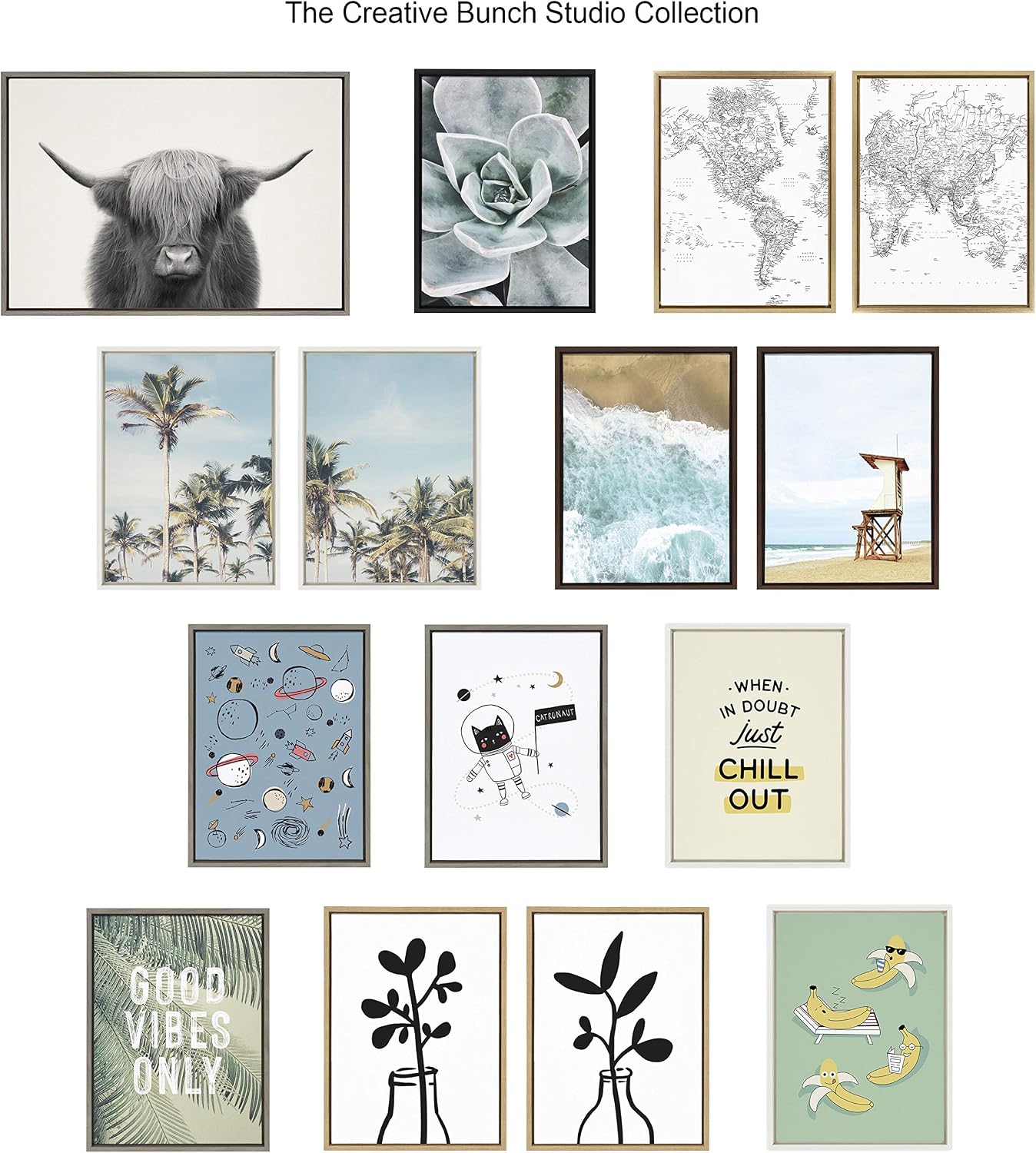 Kate and Laurel Sylvie Hey Dude Highland Cow Color Framed Linen Textured Canvas Wall Art by The Creative Bunch Studio, 28x38 Natural, Decorative Cow Art for Wall