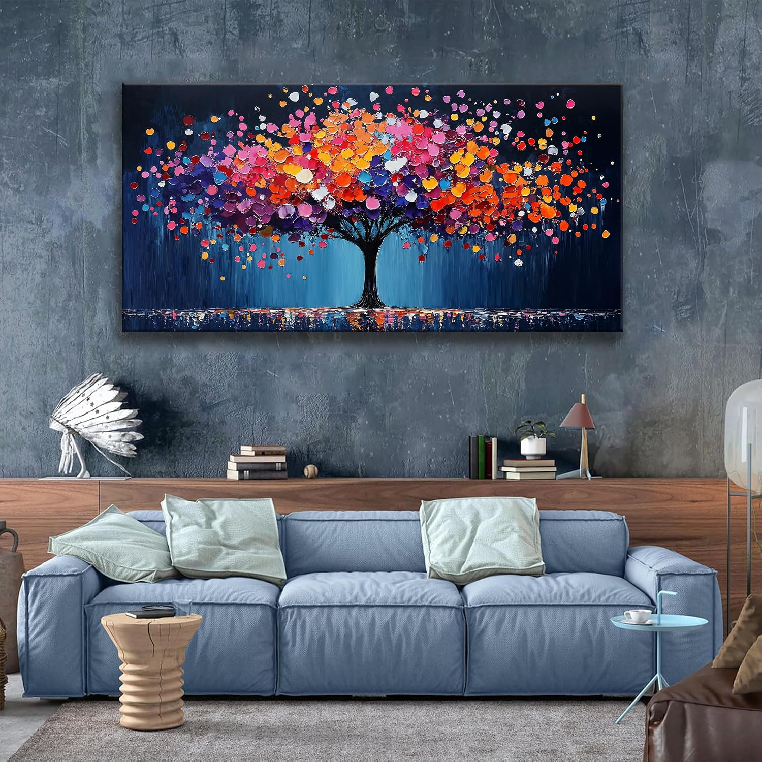Canvas Art Wall Decor Abstract Tree Large Wall Art For Living Room Modern Abstract Wall Decor Prints Pictures Colorful Tree Of Life Wall Art Picture For Bedroom Hotel Office Home Decoration 29 X 58 Inch