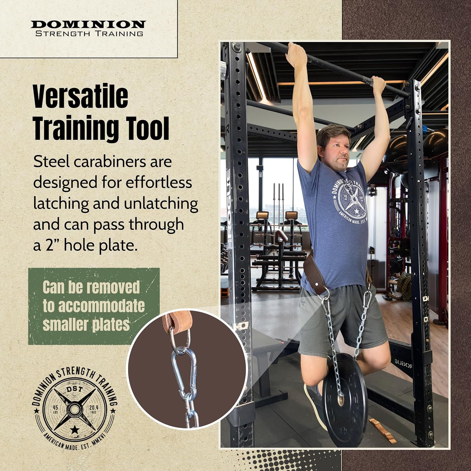 Heavy-Duty Leather Dip Belt with Steel Chain - Ultimate Accessory for Weighted Pullups, Dips, and Progressive Overload