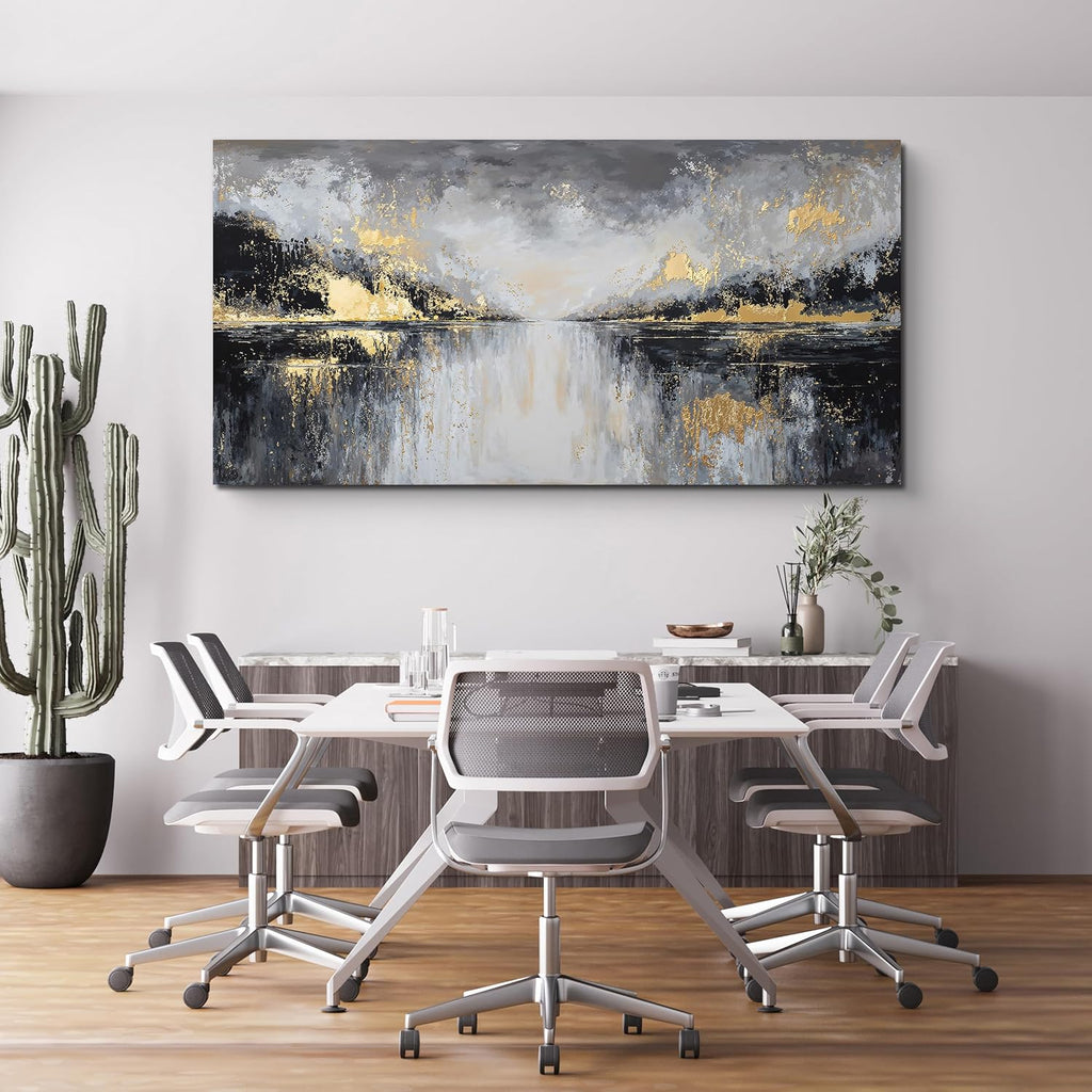 YISXINOAG Modern Canvas Wall Art Large Abstract Wall Decor Large Wall Art for Living Room Black and Gold Canvas Prints Abstract Art Modern Home Decor on Bedroom Ready to Hang Size 29'X58'
