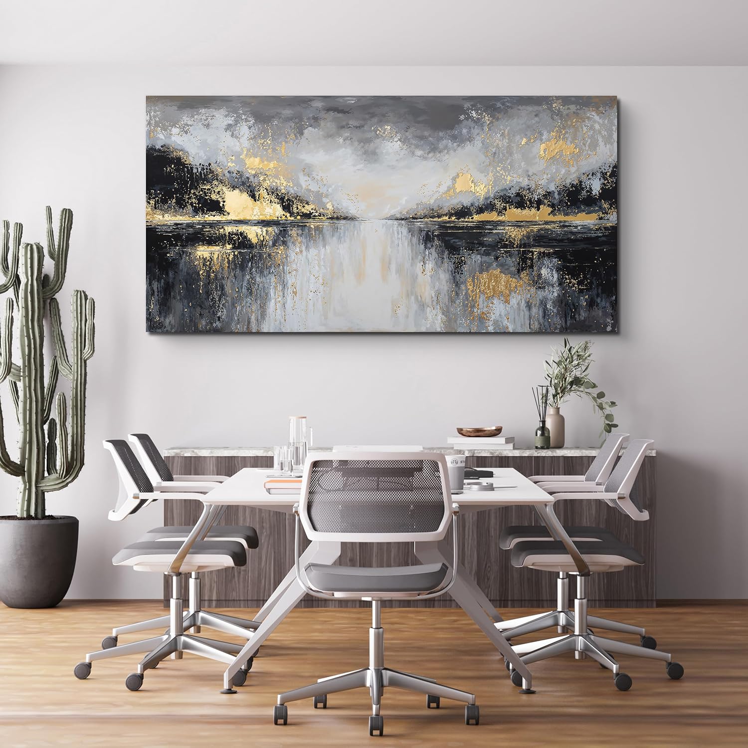 YISXINOAG Modern Canvas Wall Art Large Abstract Wall Decor Large Wall Art for Living Room Black and Gold Canvas Prints Abstract Art Modern Home Decor on Bedroom Ready to Hang Size 29'X58'