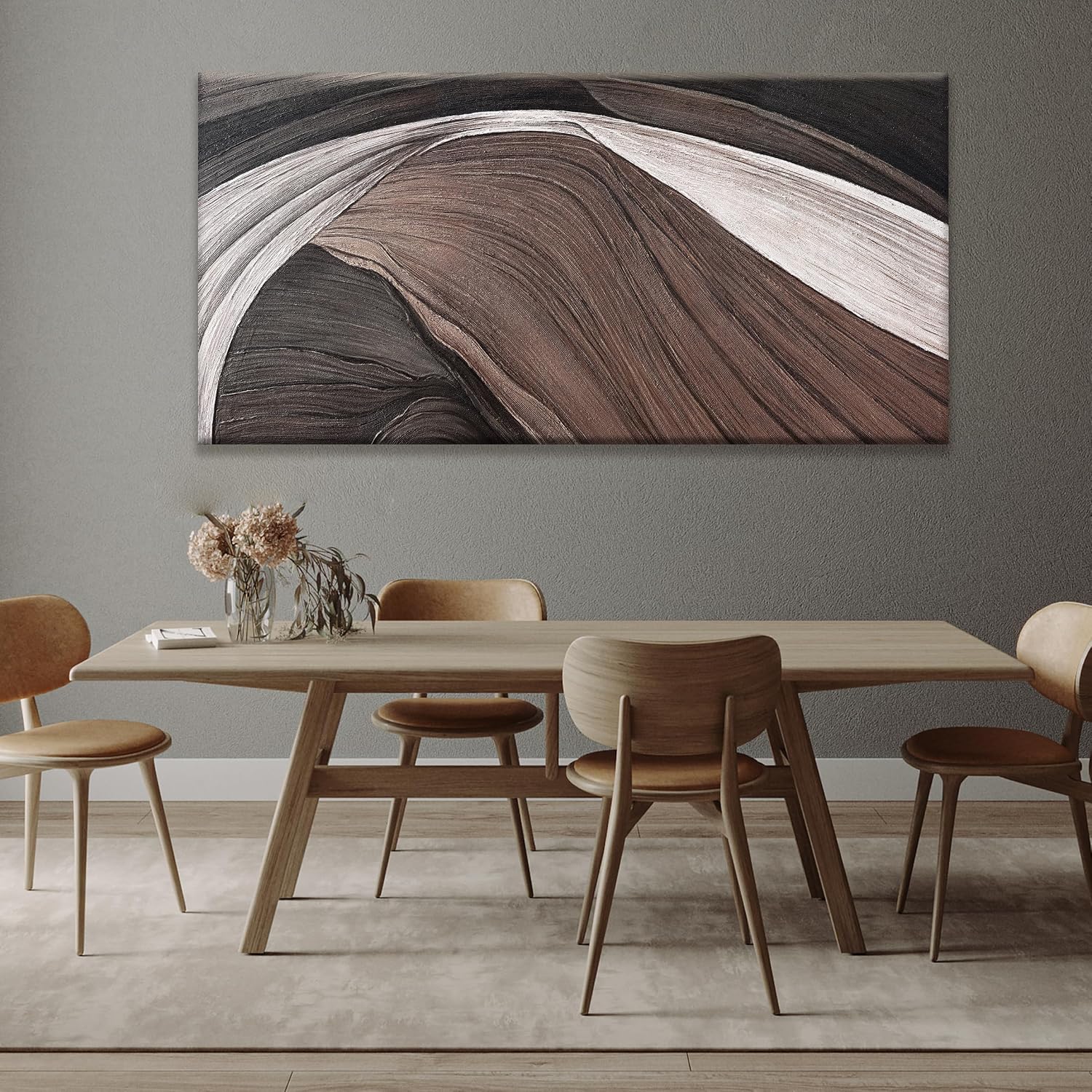 TAIJXAGSG Large Abstract Wall Art For Living Room Pints Black And White Canvas Art Wall Decor Prints Picture Painting Brown Maximalist Decor Artwork For Bedroom Modern Home Wall Decor 29x58 In