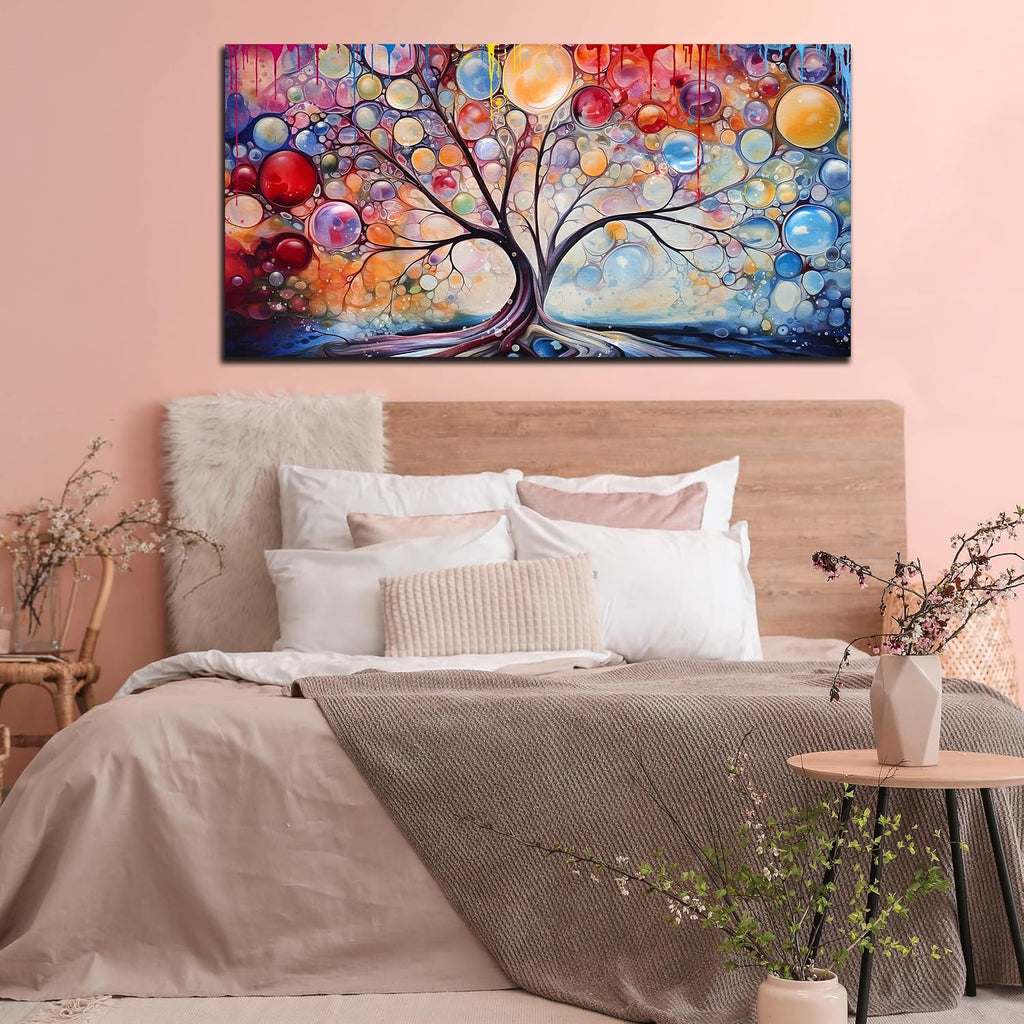 SIXTTART Abstract Canvas Painting Wall Decor - Tree of Life Wall Art Living Room - Large Canvas Art Ready to Hang Size 29' x 59'