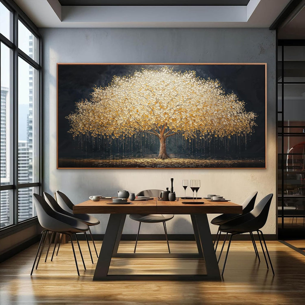 Large Wall Art Gold Tree Of Life Artwork Canvas Art Wall Decor Painting Prints Gold Tree Large Abstract Wall Decor Picture For Living Room Bedroom Home Office Artwork 29' X 58' With Framed
