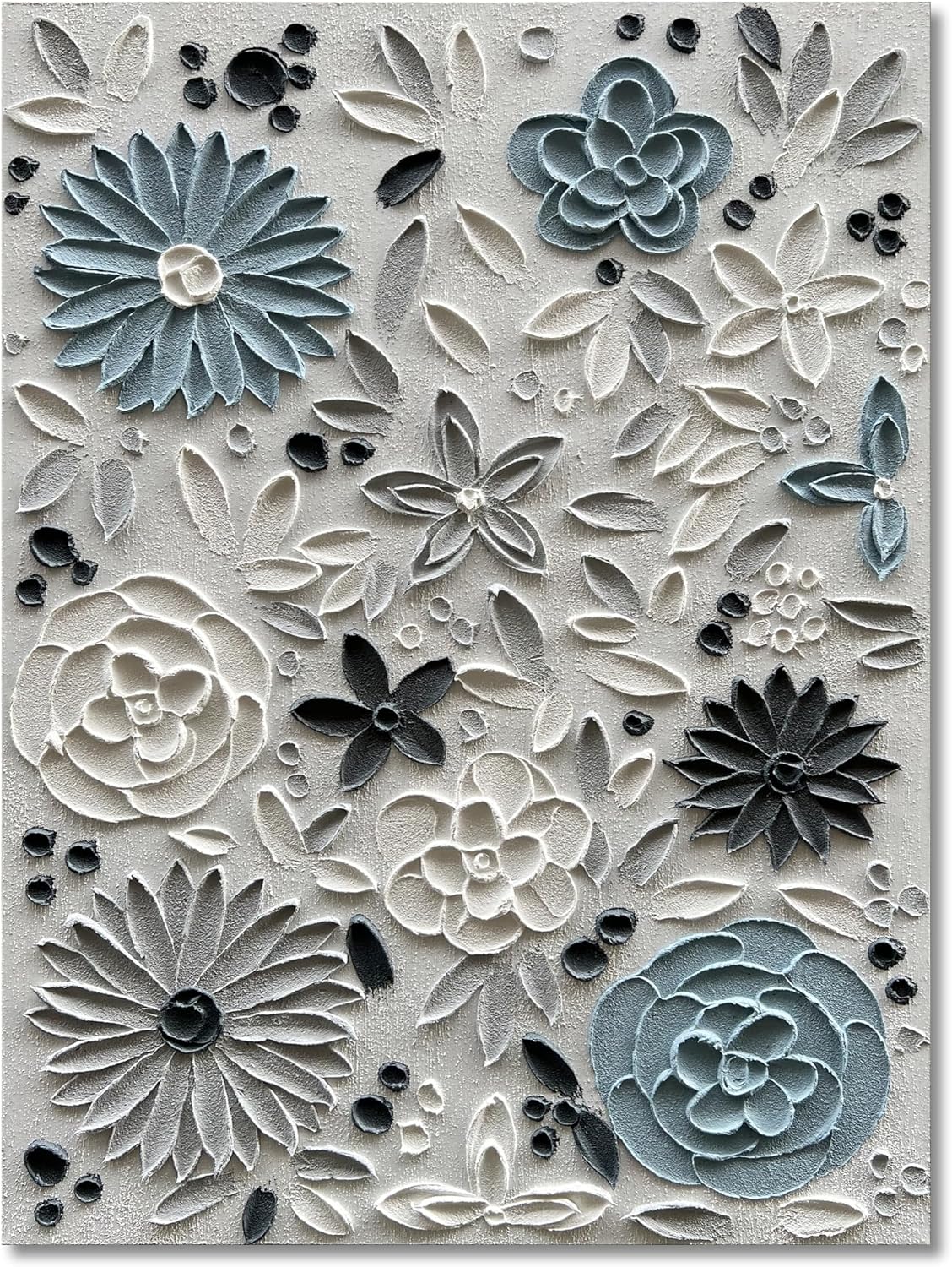 Hand Painted Blue and White Floral Oil Paintings 40x28 inch Wall Art Decorative Paintings