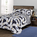 Lush Decor Car Tracks Quilt - 2 Piece Reversible Kids Bedding Set - Full Queen - Navy