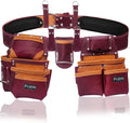 FUERI Leather Tool Belts for Men, Heavy-Duty Durable Carpenter Tool Rig Organizer With 19 Pockets-2 Pouches, Double Hammer Holder, Suspender Loops, And A Foam-Padded Belt for Framers, And Electricians