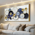 JUDASJART Canvas Wall Art For Living Room Large Wall Decor For Office Bedroom Decorations Blue Swirl Gold Trim Landscape Pictures Abstract Painting Artwork Room Wall Mural Aesthetic Home Decor 30x60 In