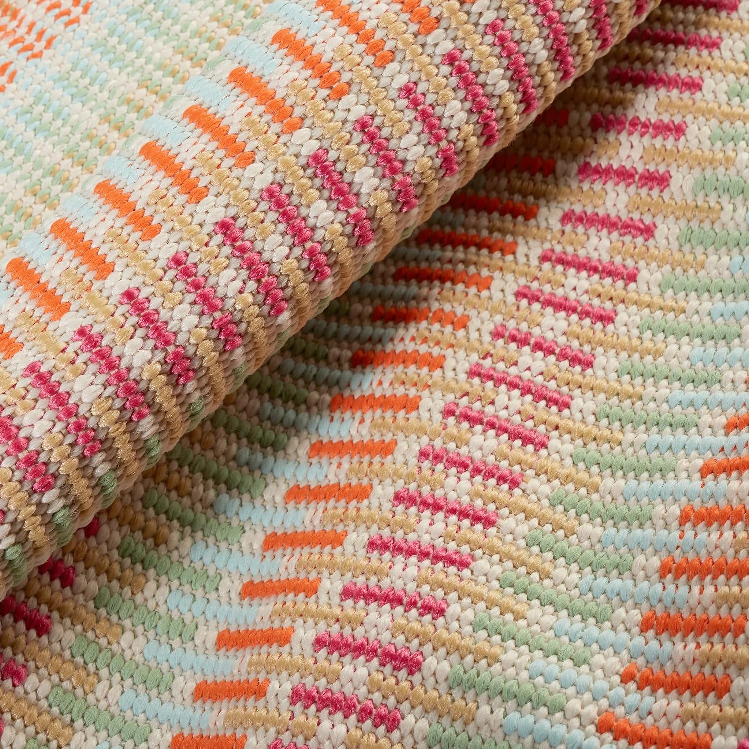 Dash & Albert Candy Stripe Multi Handwoven Indoor/Outdoor Rug, 5 X 8 Feet, Multicolored Stripe Pattern - Premium Luxury Hotel Quality Soft Breathable Hypoallergenic Machine Washable Easy Care All