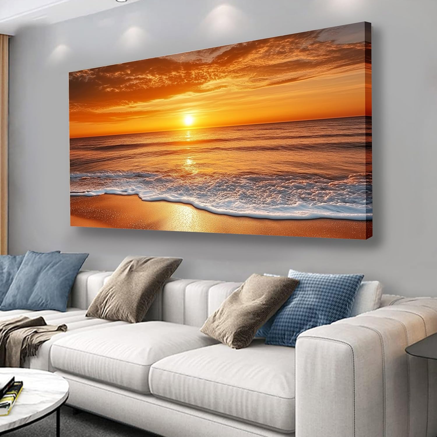 Yuaxker large Beach Canvas Wall Art Modern Funky Poster Prints Wall Decor for Living Room Bedroom Dining Room Office Home Decor 30x60inch