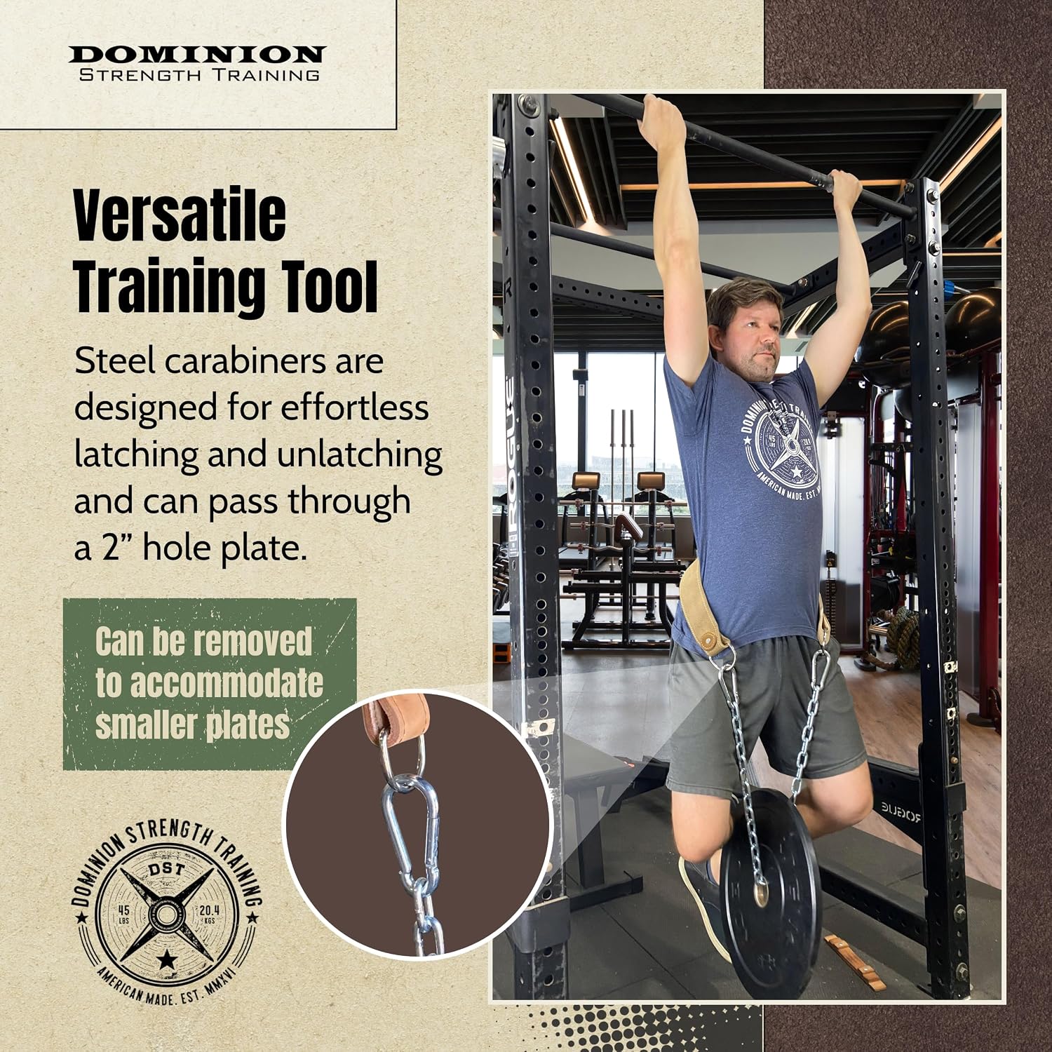 Heavy-Duty Leather Dip Belt with Steel Chain - Ultimate Accessory for Weighted Pullups, Dips, and Progressive Overload