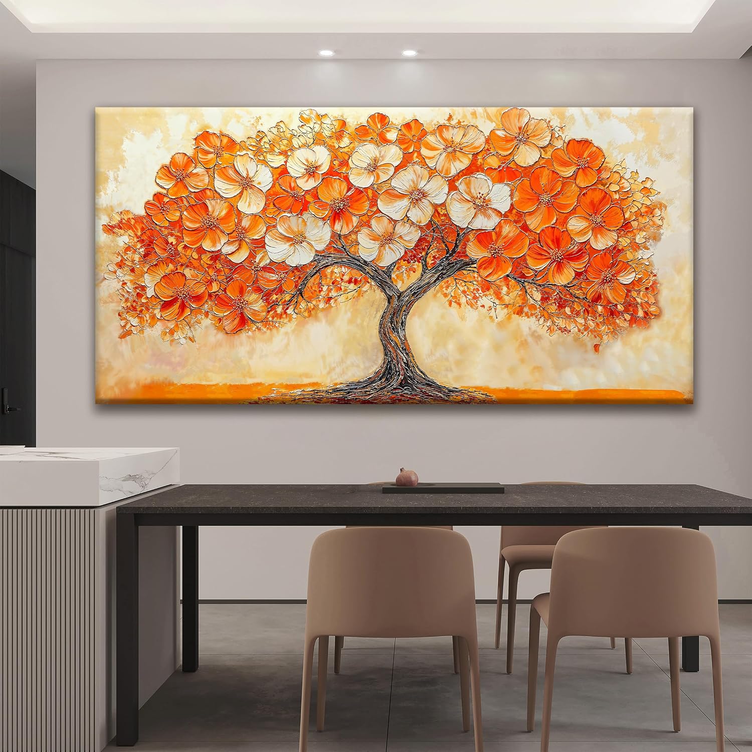 Suconvng Canvas Art Wall Decor Orange Tree Large Wall Art For Living Room Picture Modern Landscape Abstract Artwork Painting Home Wall Decor Bedroom Home Office Prints Artwork 29' X 58'